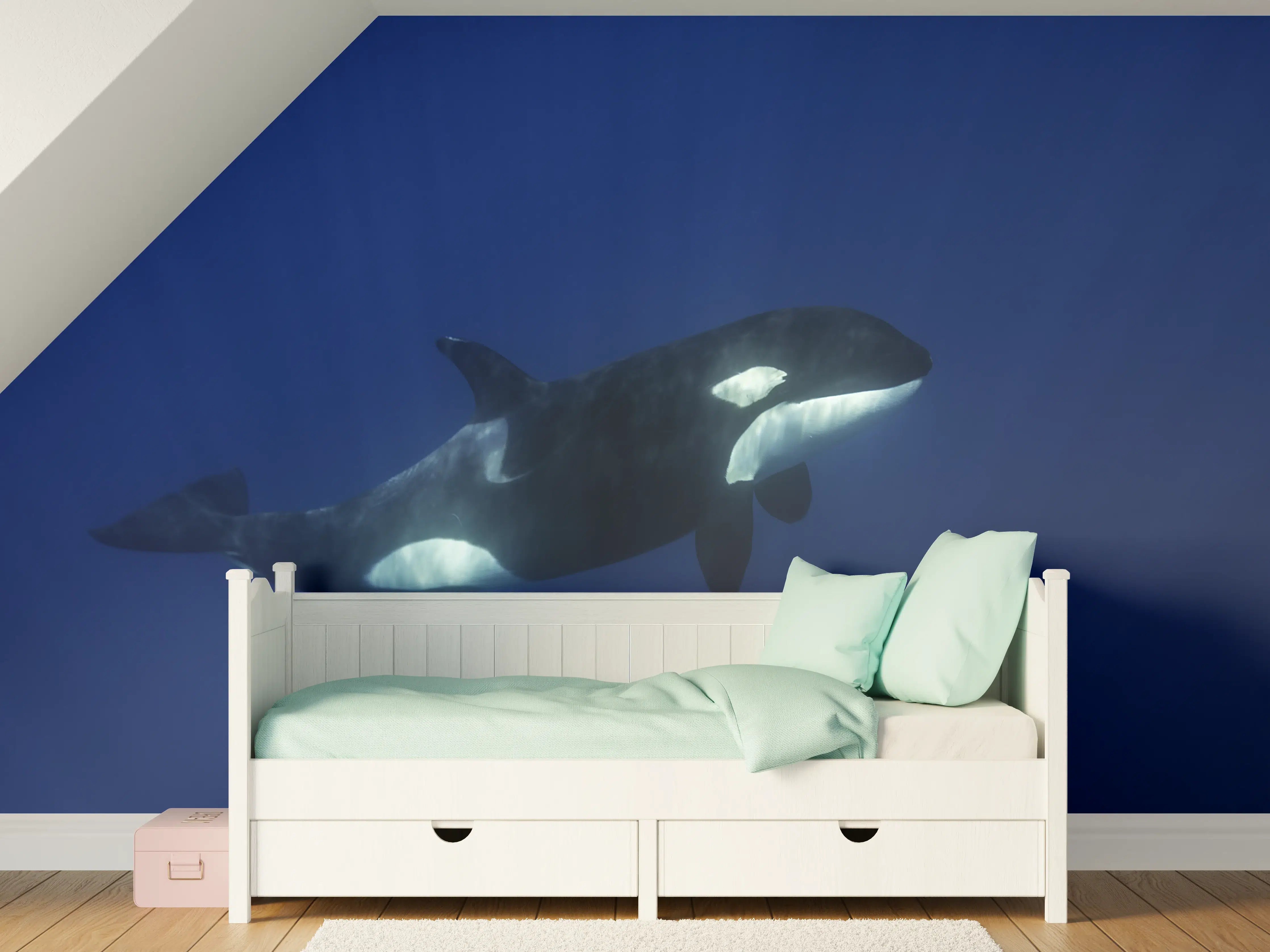 Kinderzimmer Wandgestaltung - Orca im blauen Pazifik