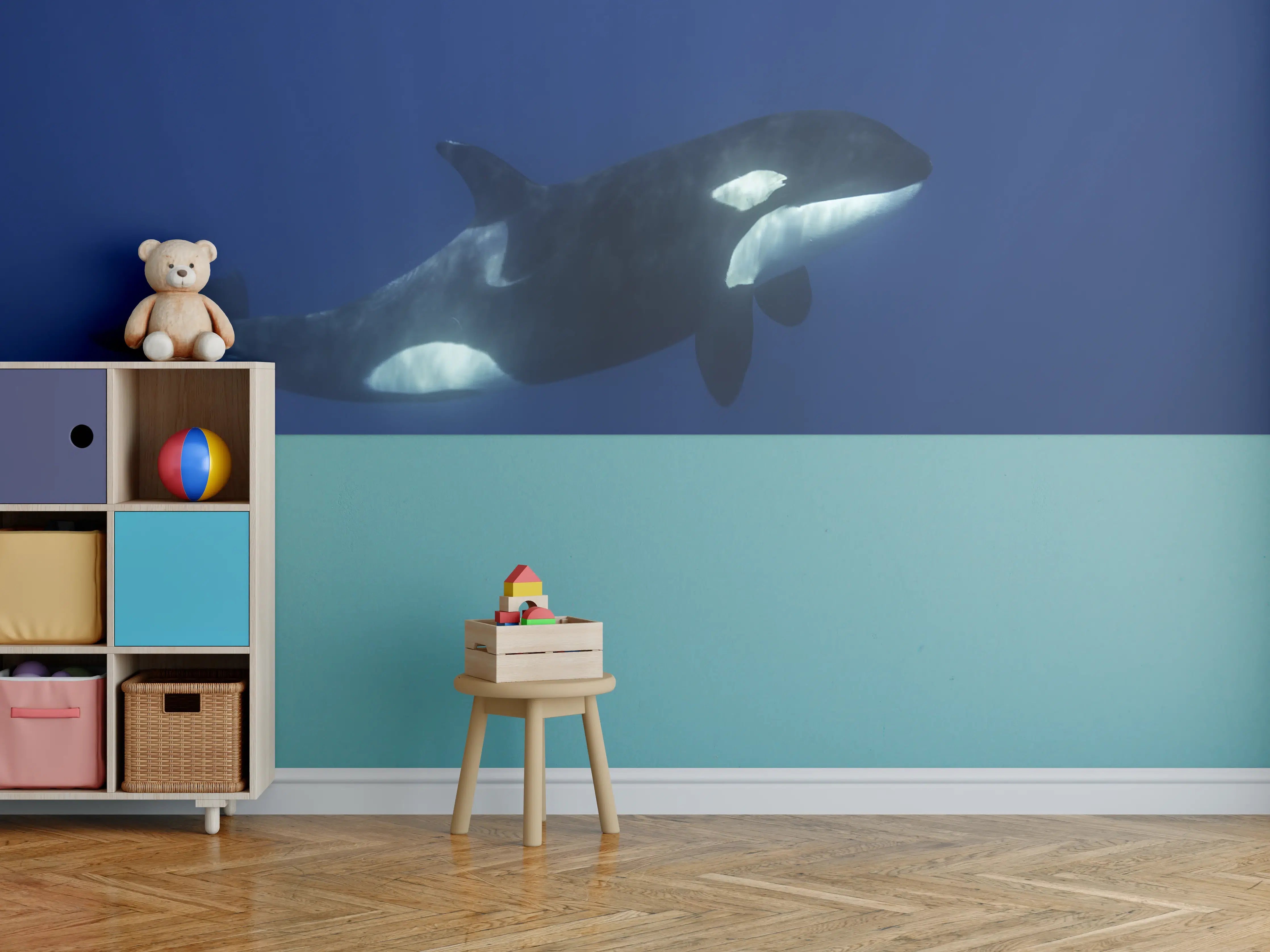 Kinderzimmer Wandgestaltung - Orca im blauen Pazifik