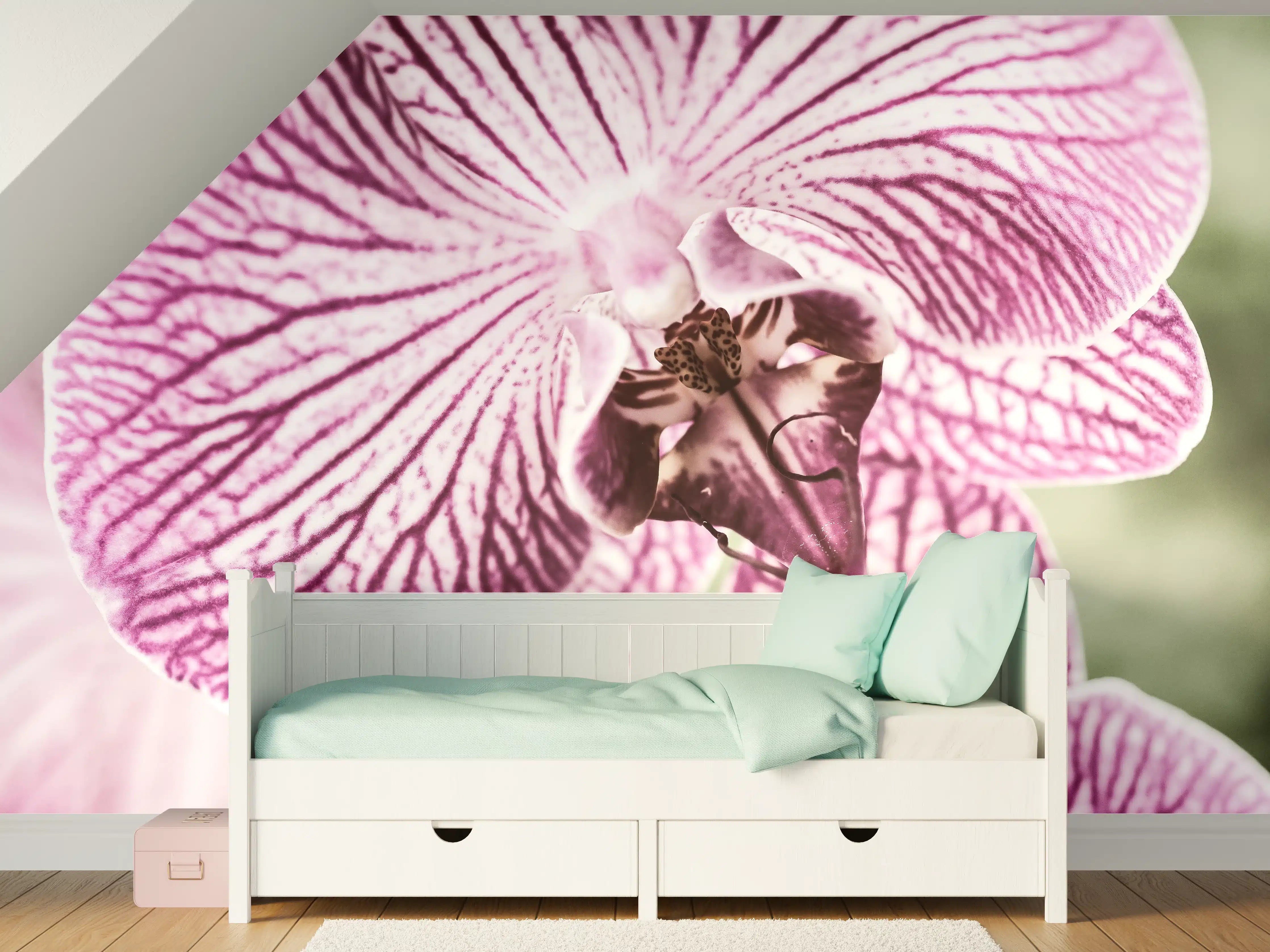 Kinderzimmer Wandgestaltung - Orchideen Makro Pink-Lila
