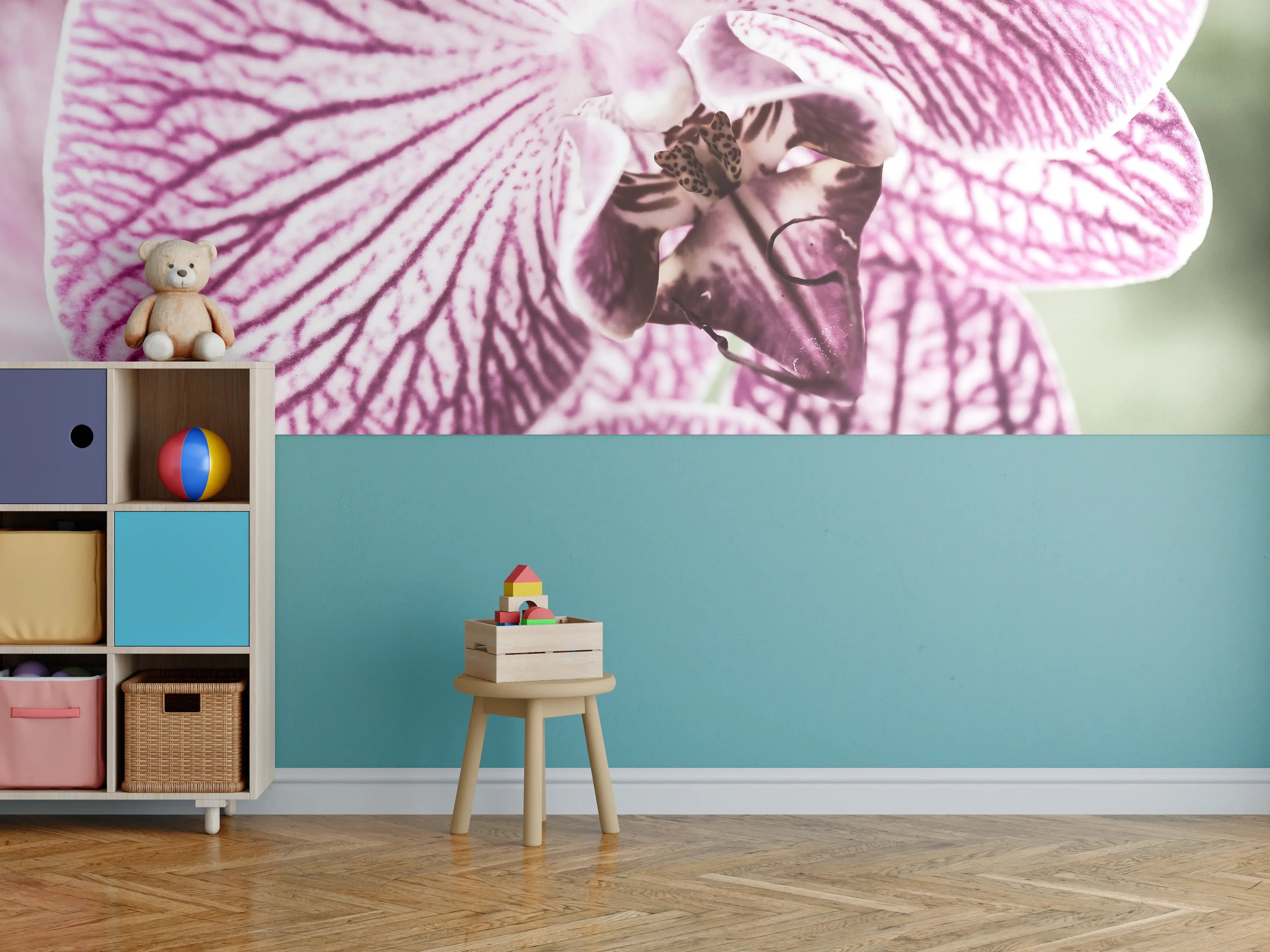 Kinderzimmer Wandgestaltung - Orchideen Makro Pink-Lila
