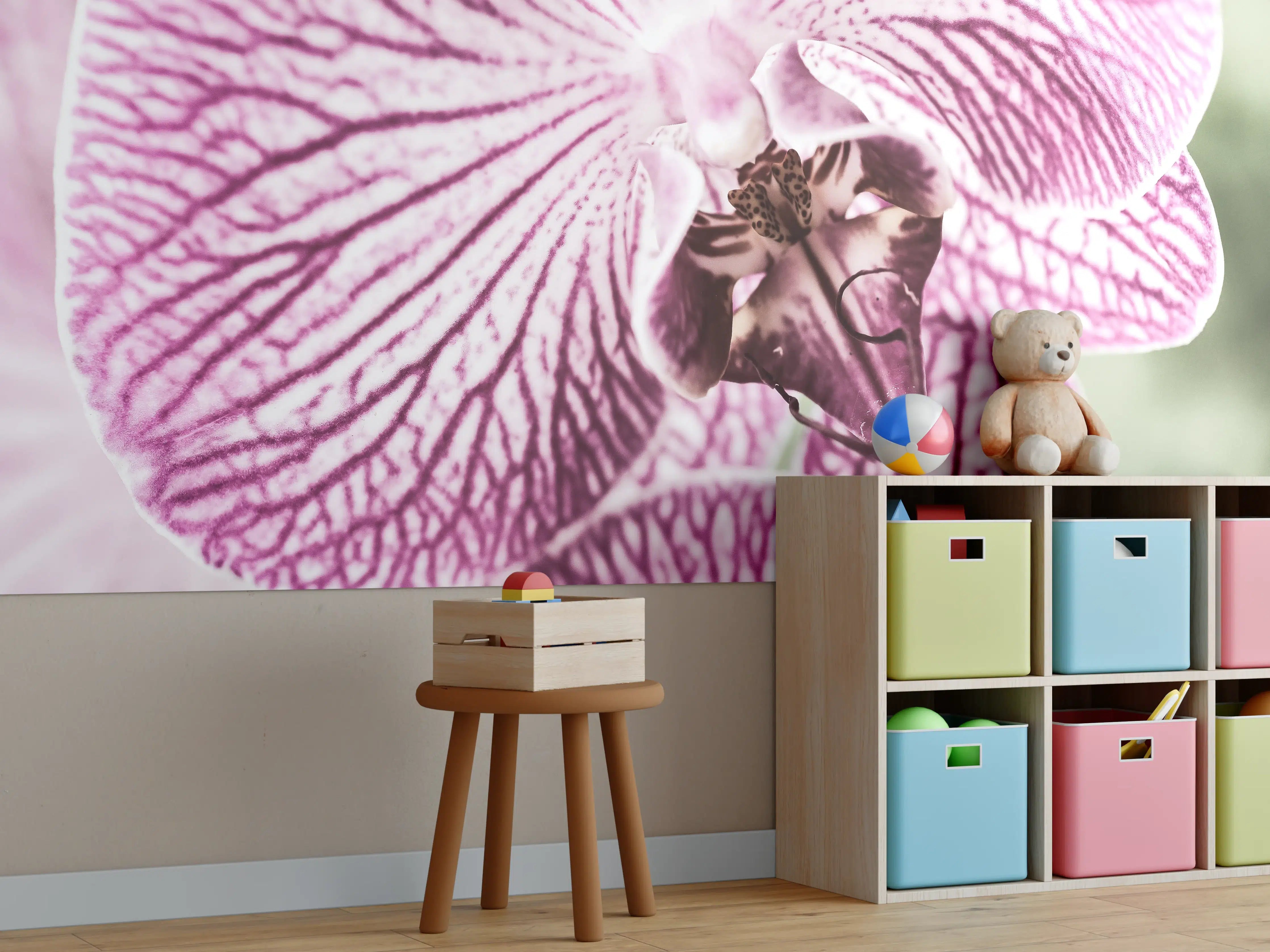 Kinderzimmer Wandgestaltung - Orchideen Makro Pink-Lila