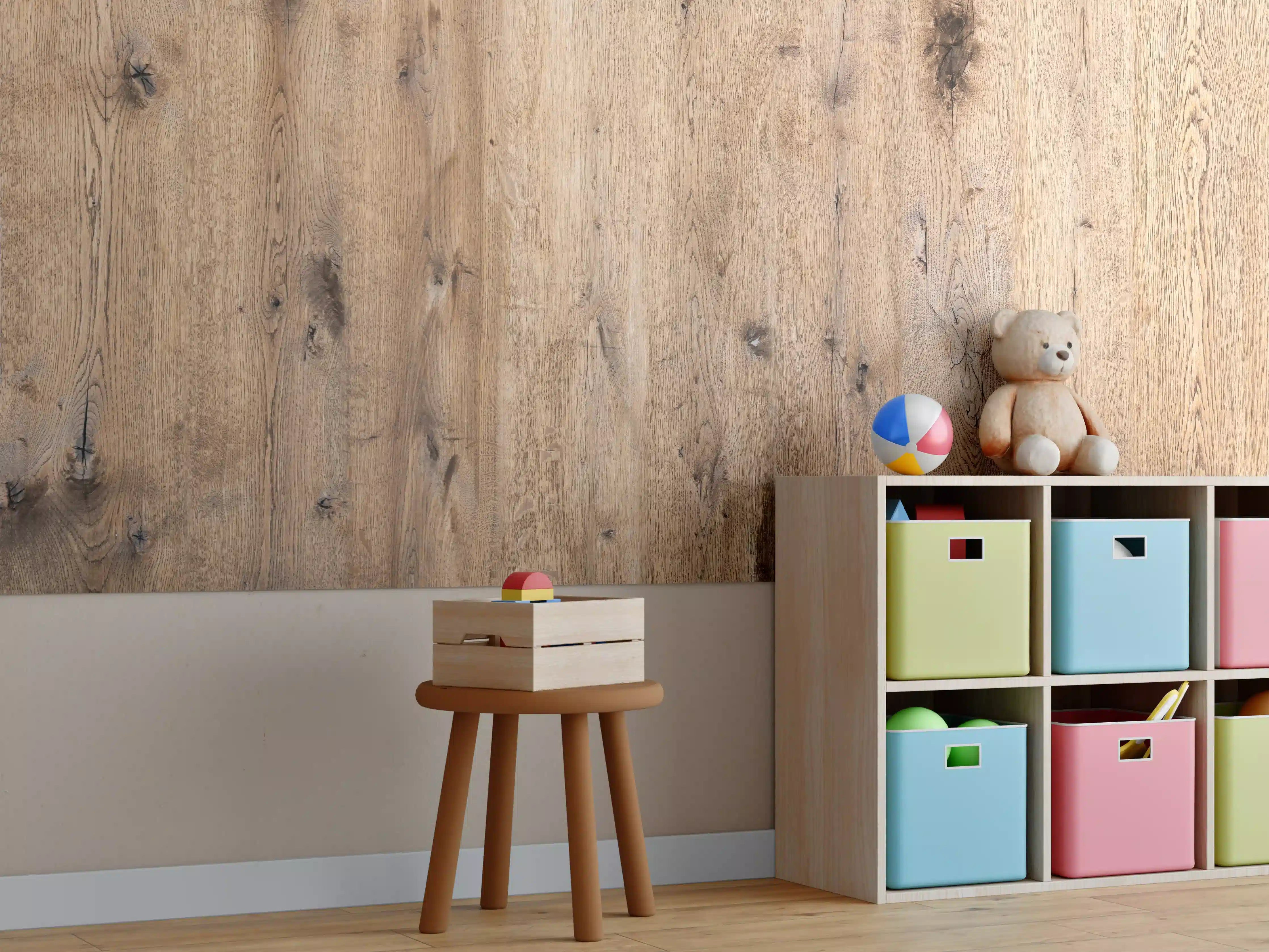 Kinderzimmer Wandgestaltung - Organische Eichenholz-Struktur