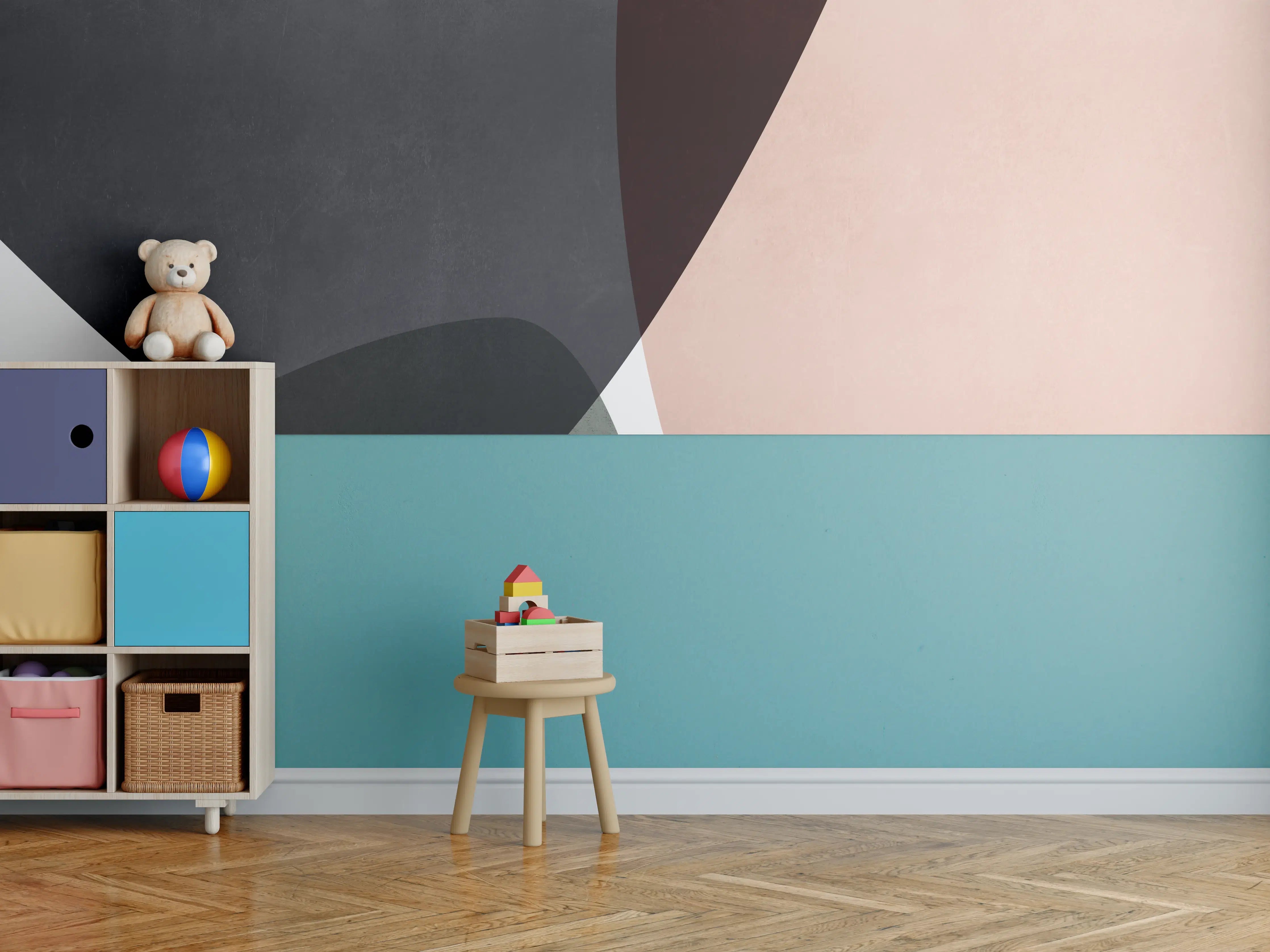 Kinderzimmer Wandgestaltung - Organische Formen Pastell Minimalismus