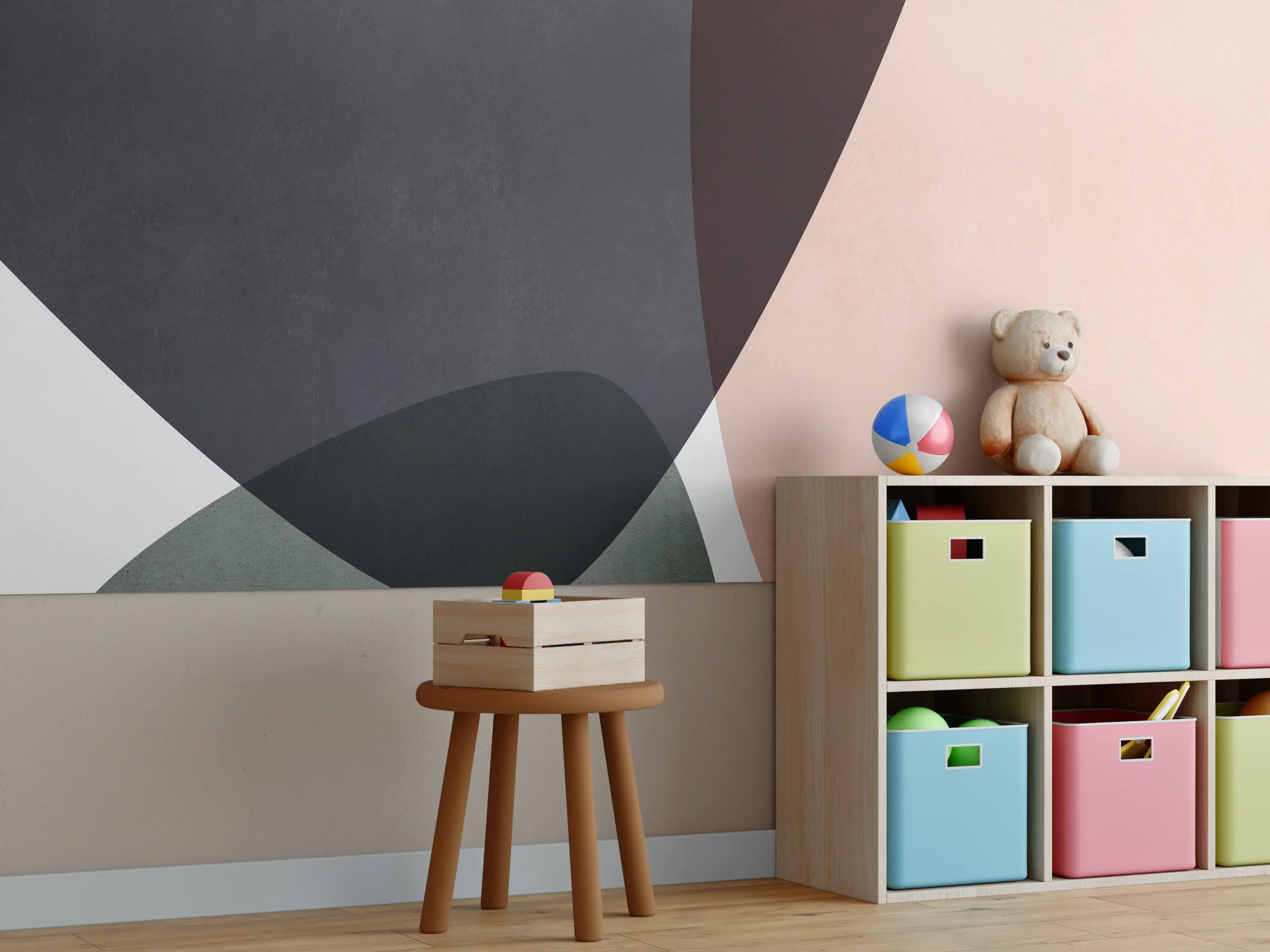 Kinderzimmer Wandgestaltung - Organische Formen Pastell Minimalismus