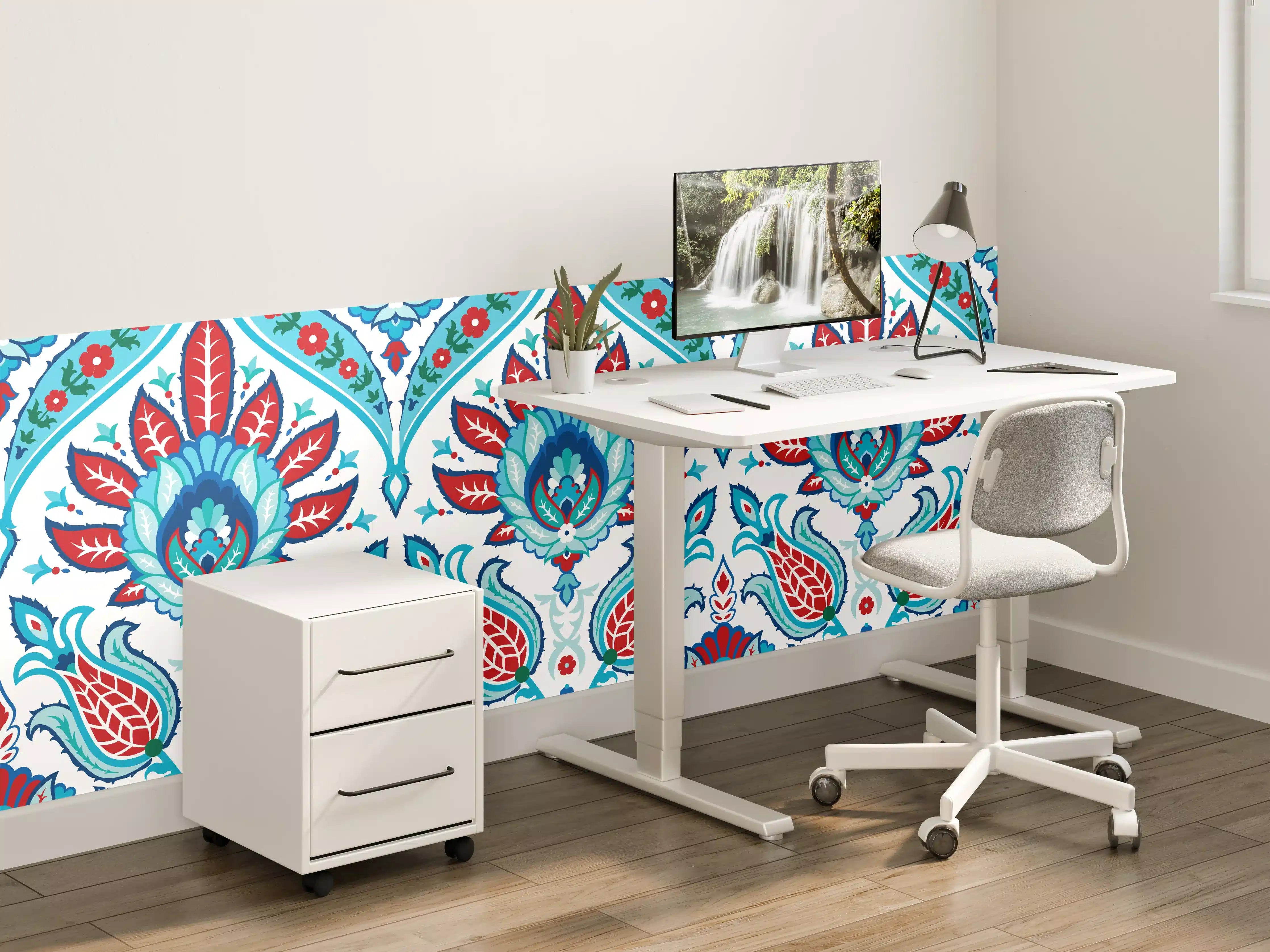 Kinderzimmer Wandgestaltung - Orient-Floraler Tapetendruck