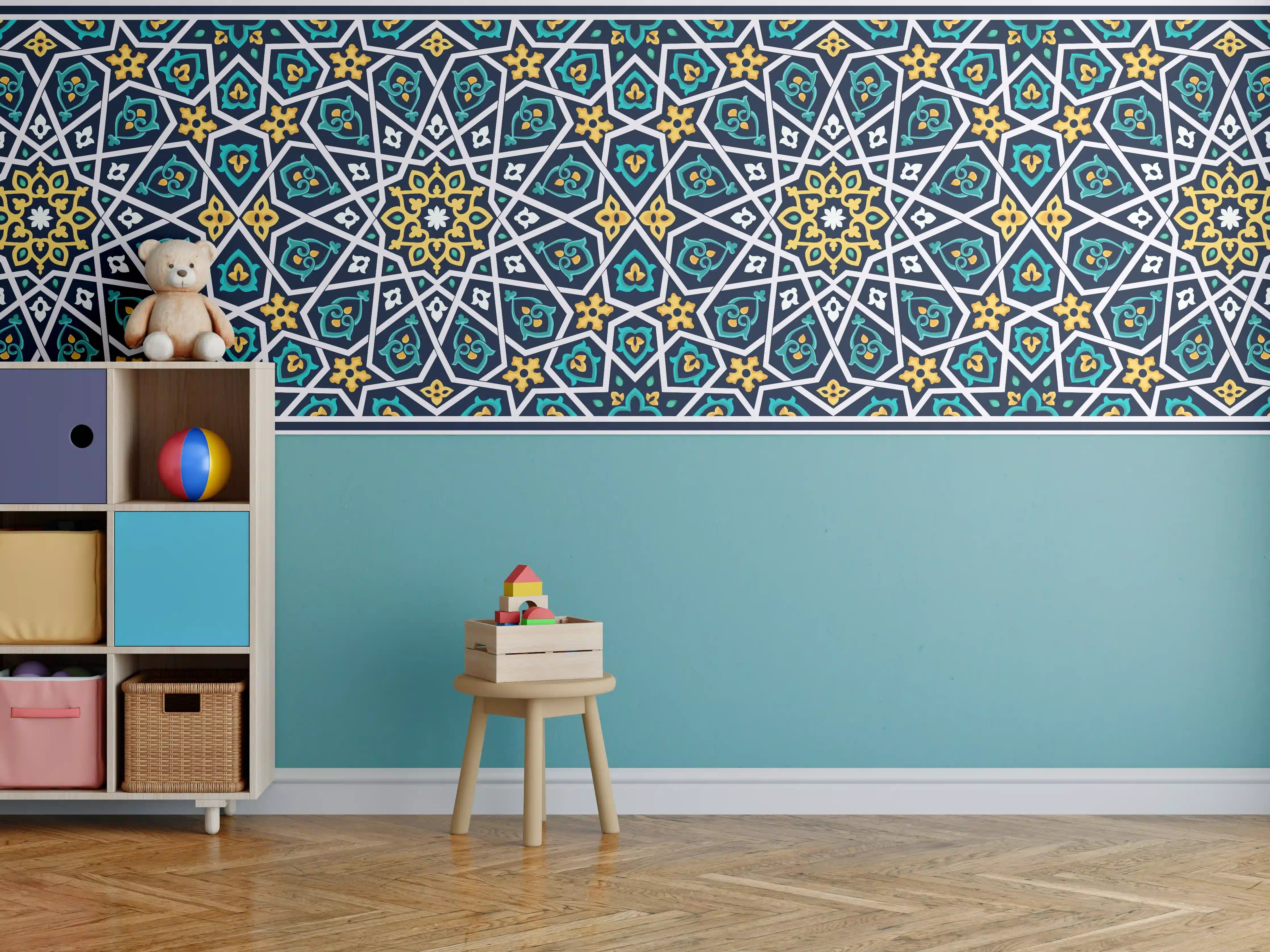 Kinderzimmer Wandgestaltung - Orientalische Sternstruktur