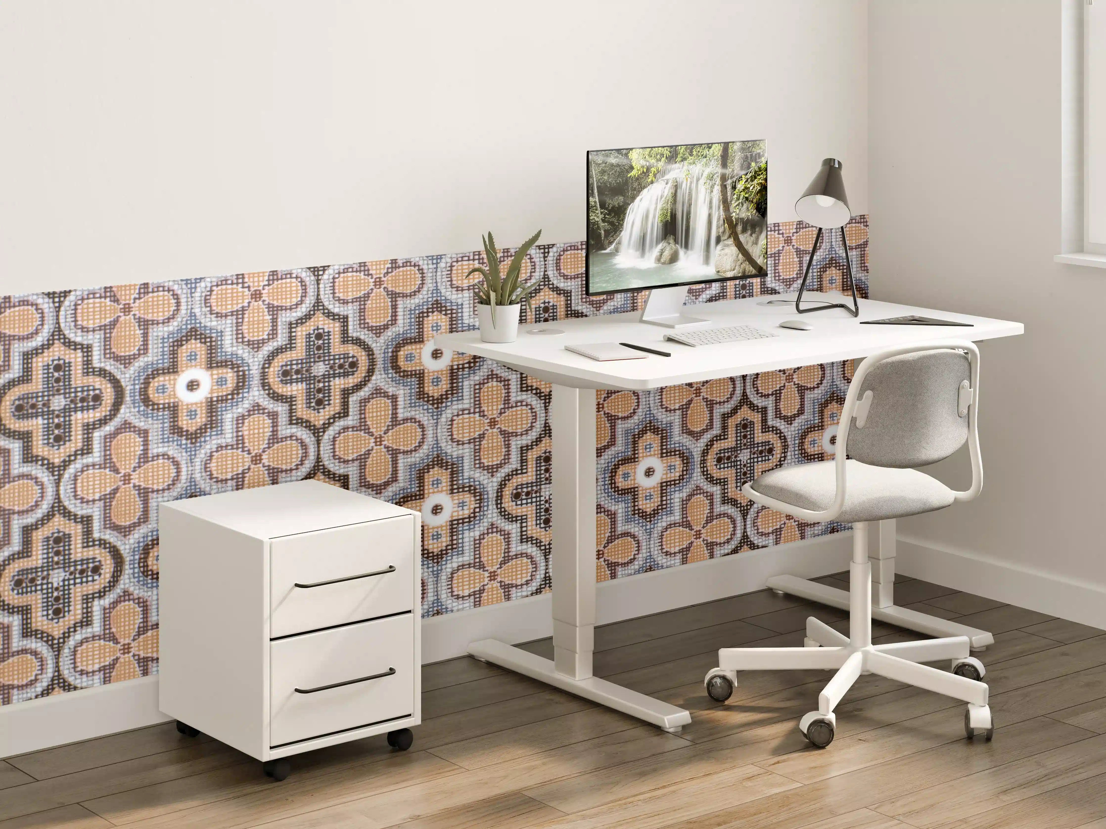 Kinderzimmer Wandgestaltung - Ornamentale Beige-Muster-Fliesen