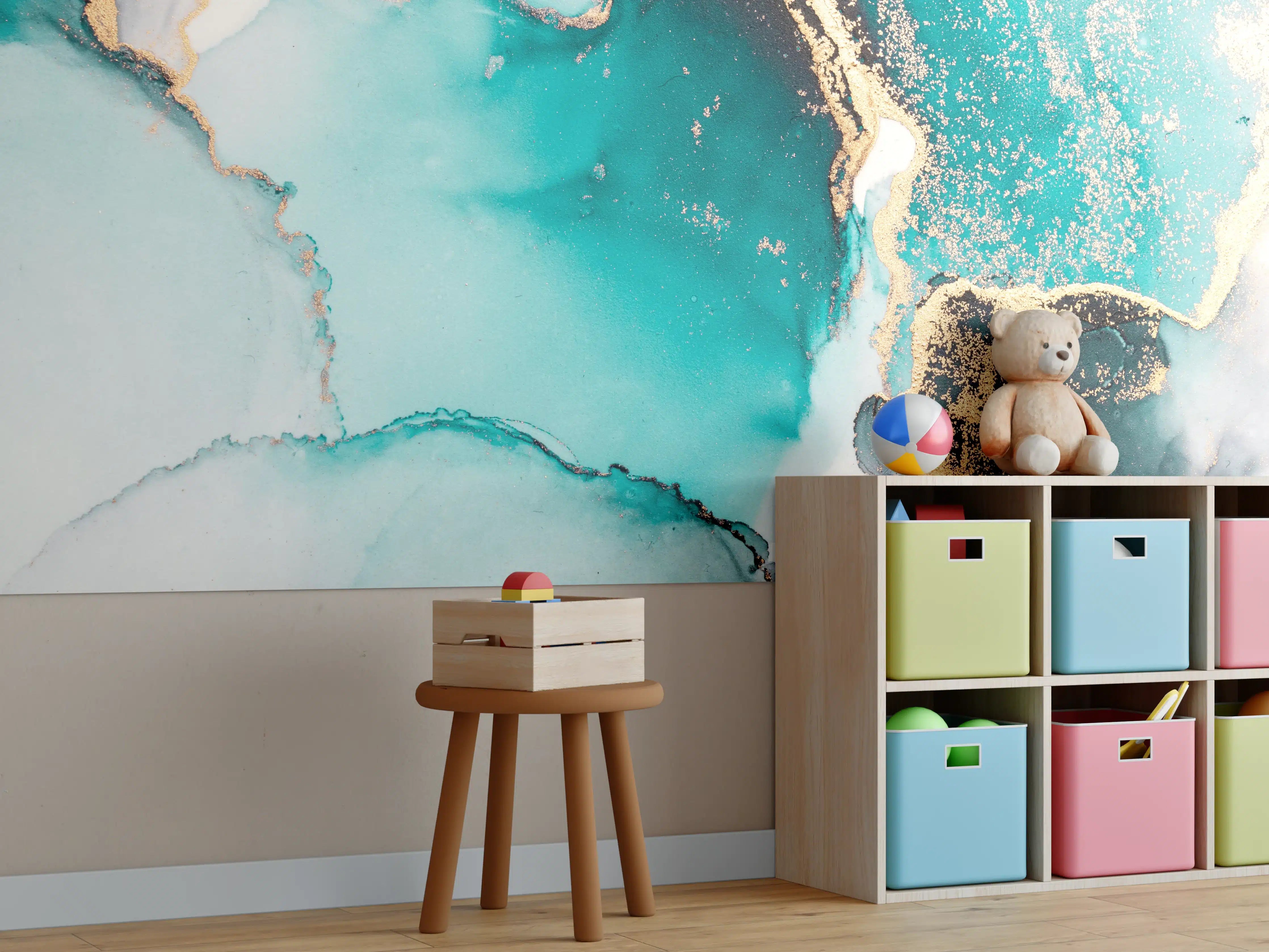 Kinderzimmer Wandgestaltung - Ozean Blaue Flüssigkunst
