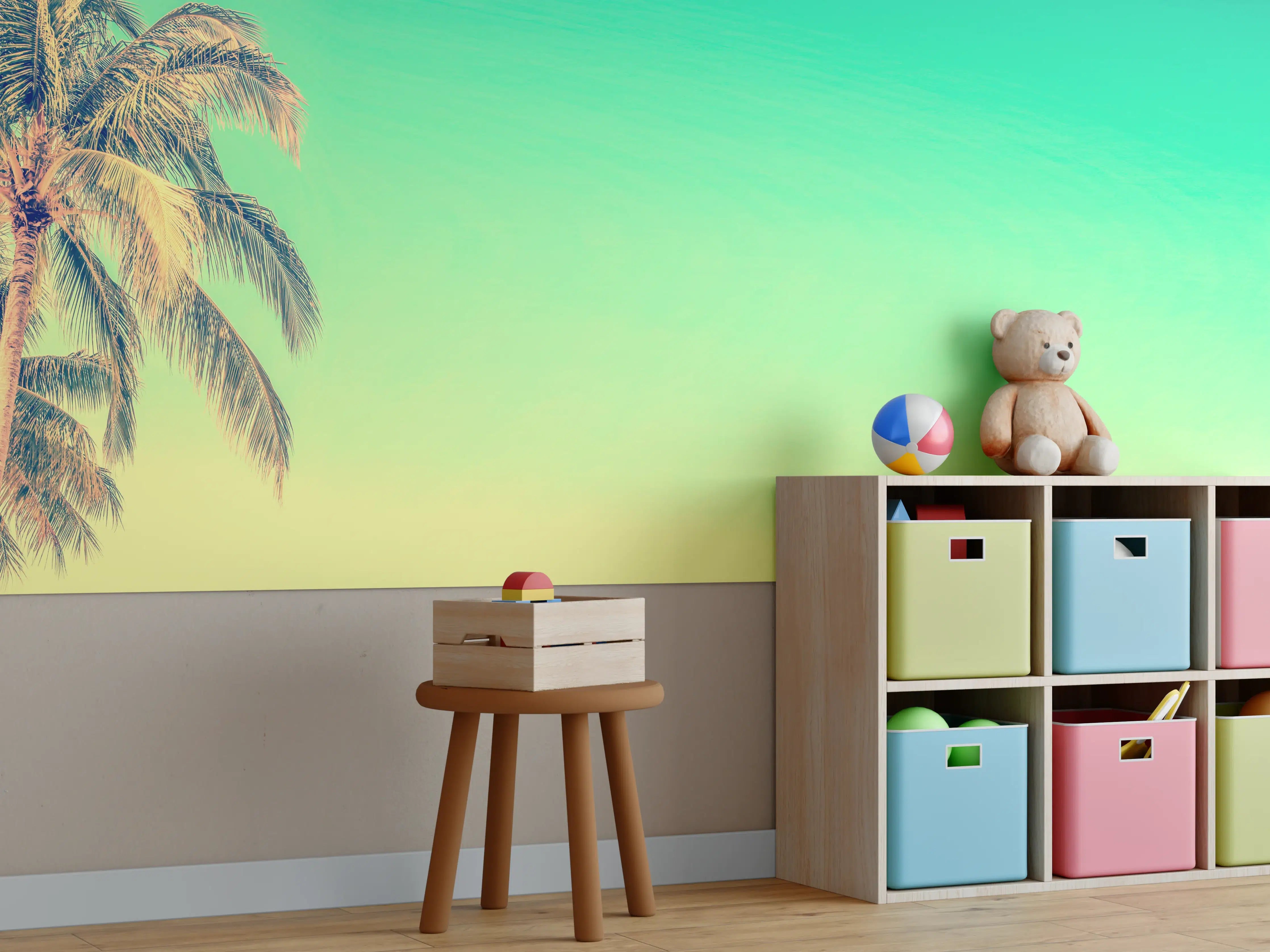 Kinderzimmer Wandgestaltung - Palme im Panorama-Himmel