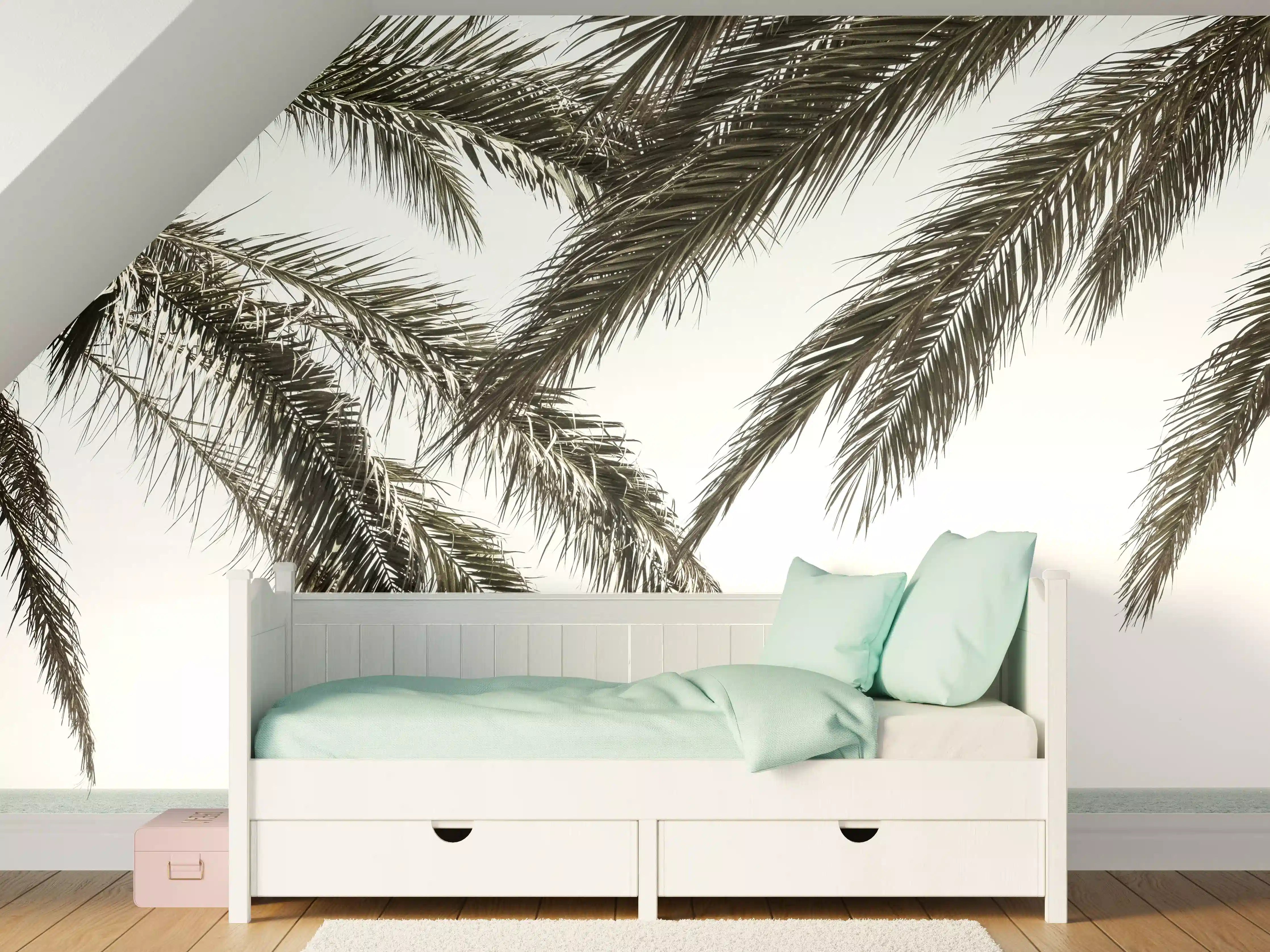 Kinderzimmer Wandgestaltung - Palmen über dem Meer