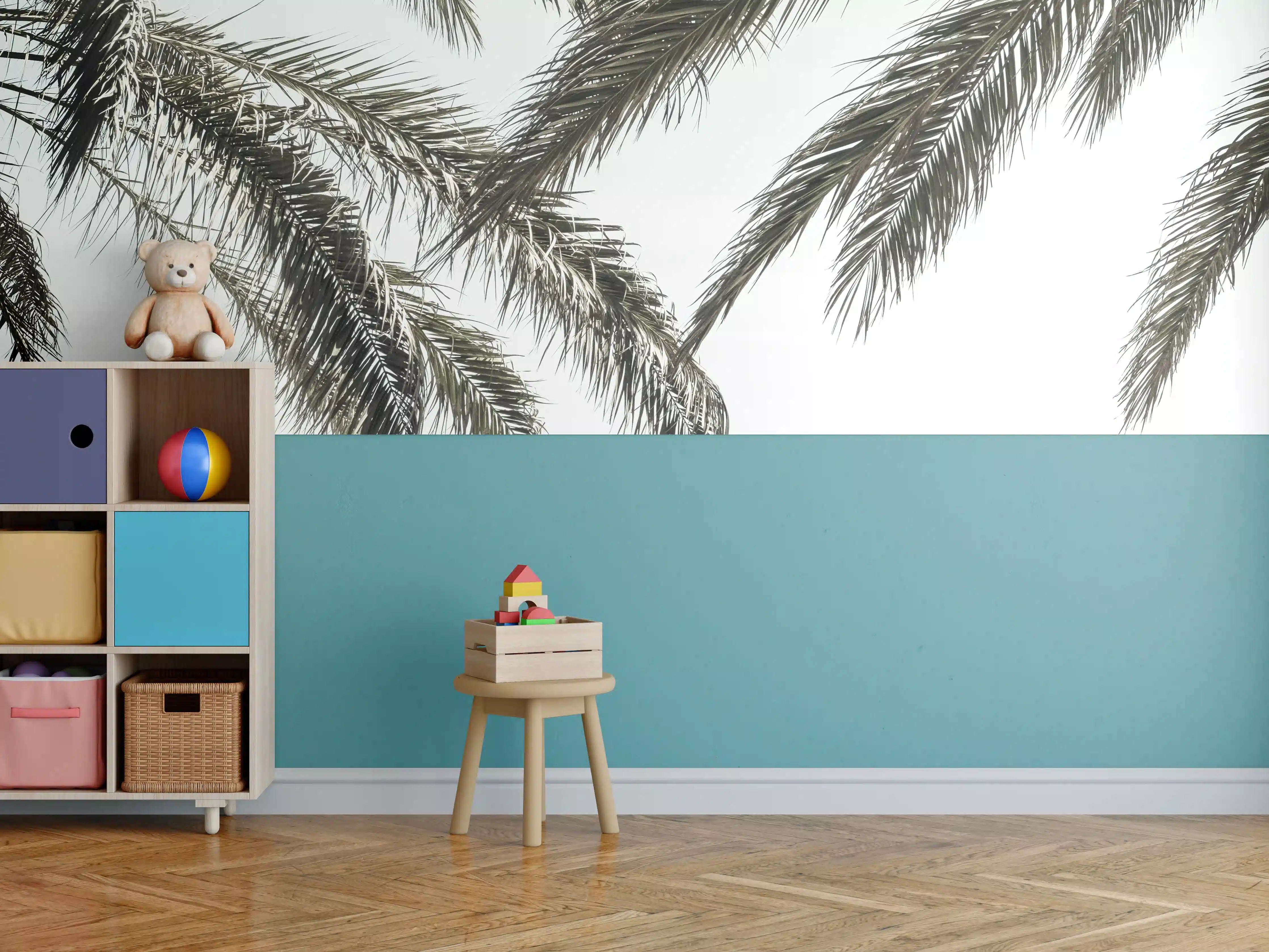 Kinderzimmer Wandgestaltung - Palmen über dem Meer