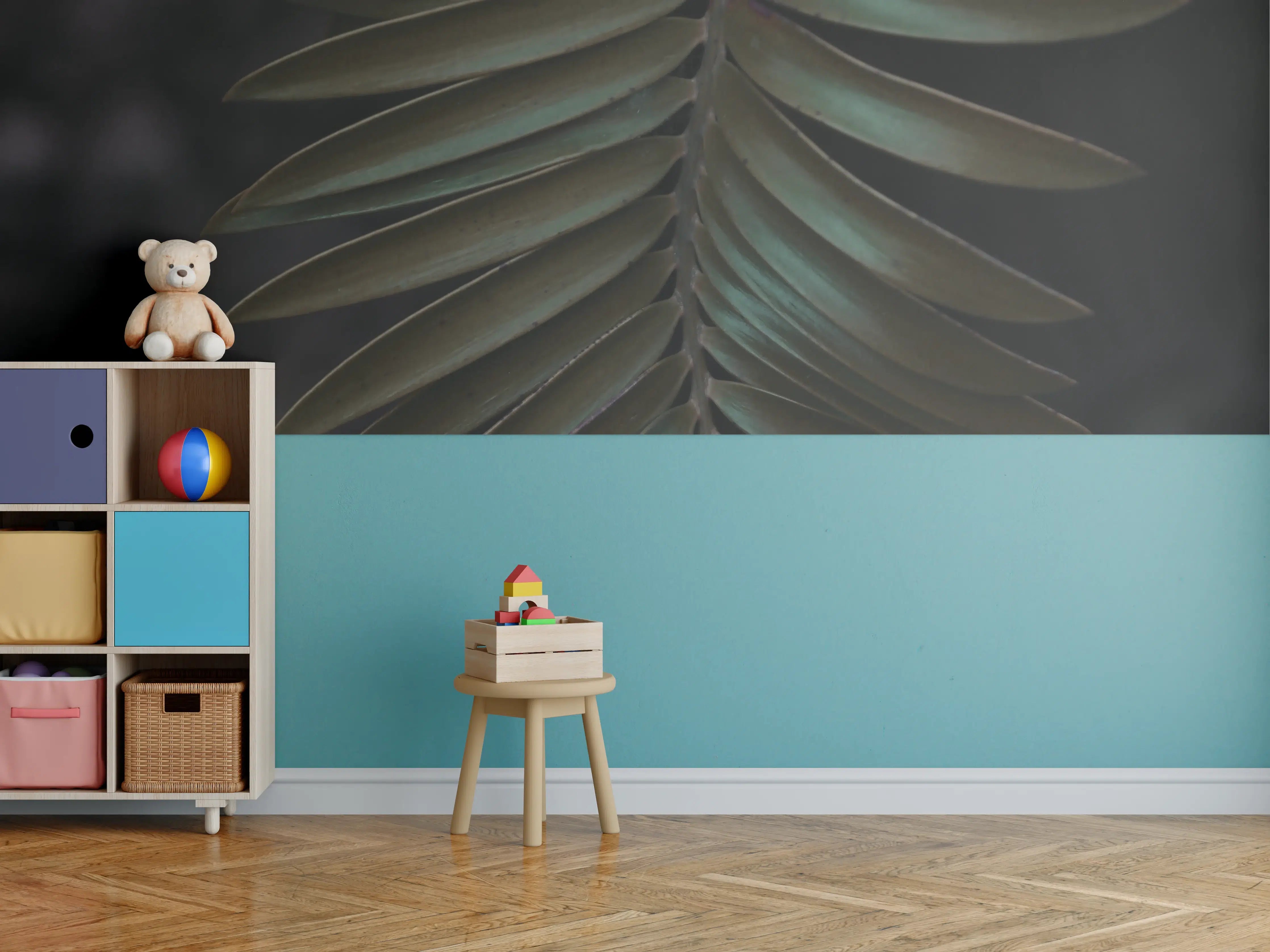 Kinderzimmer Wandgestaltung - Palmenblätter