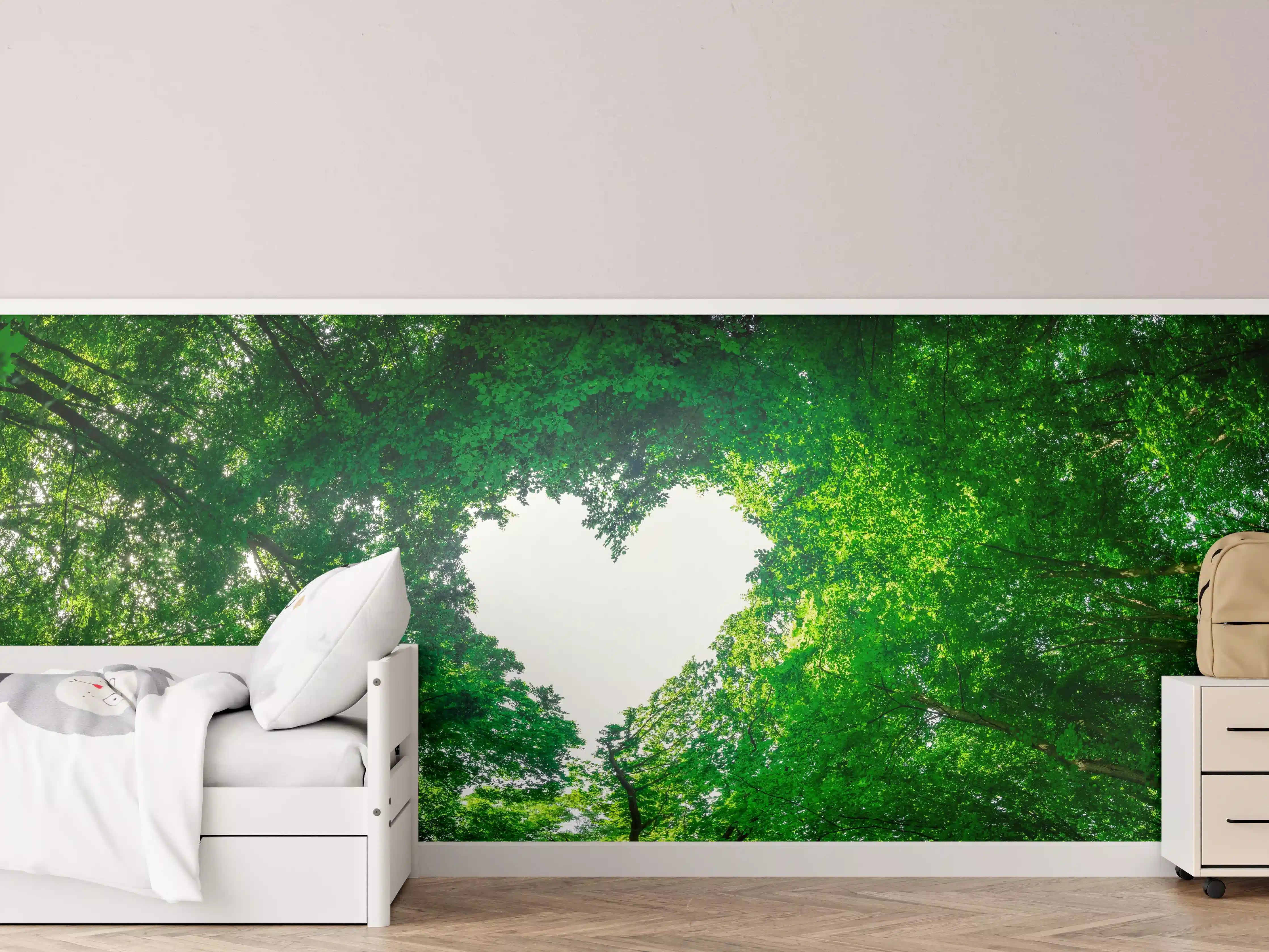 Kinderzimmer Wandgestaltung - Panorama - Baumkronen formen ein Herz