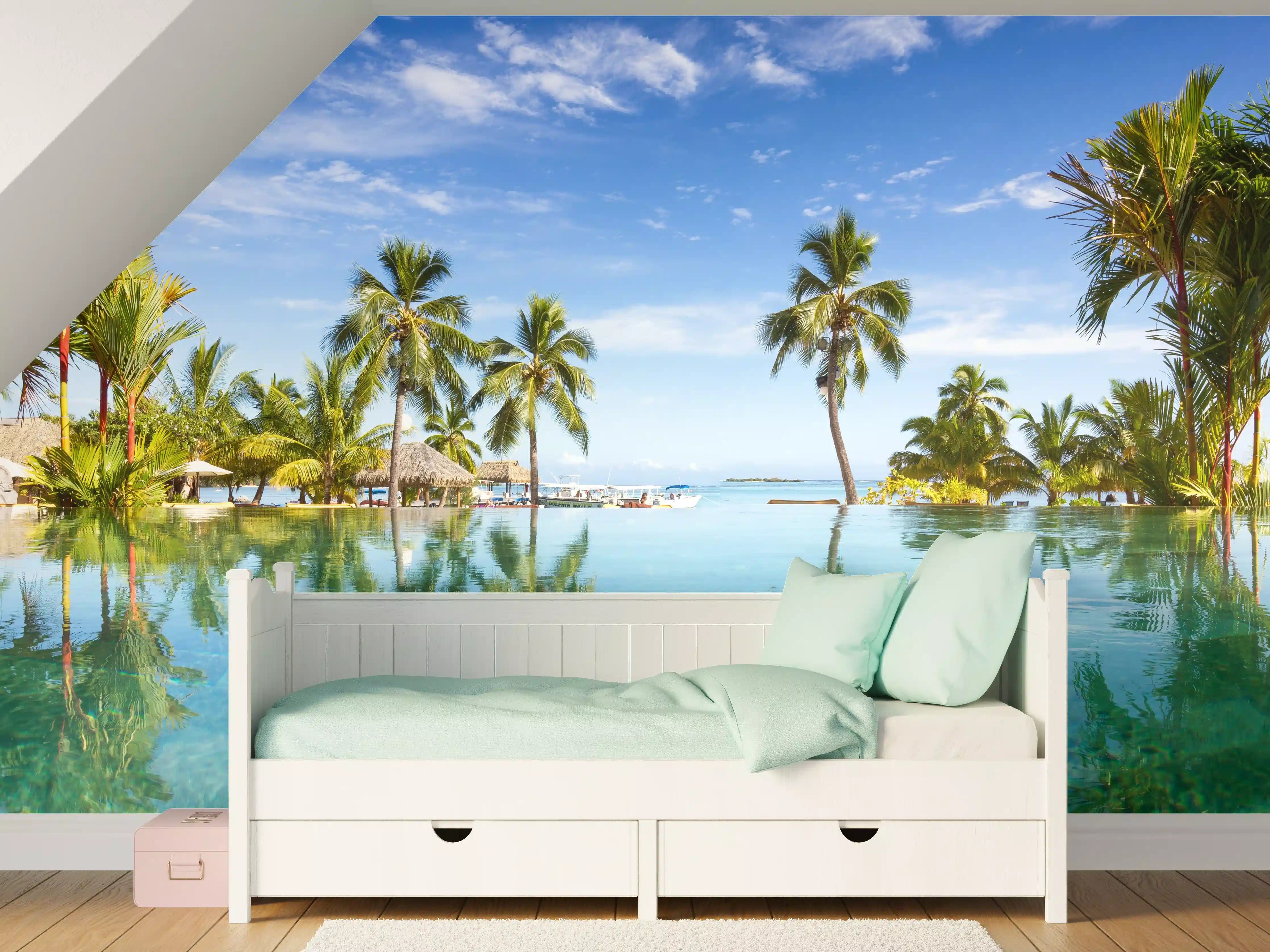 Kinderzimmer Wandgestaltung - Panorama-Pool in der Karibik