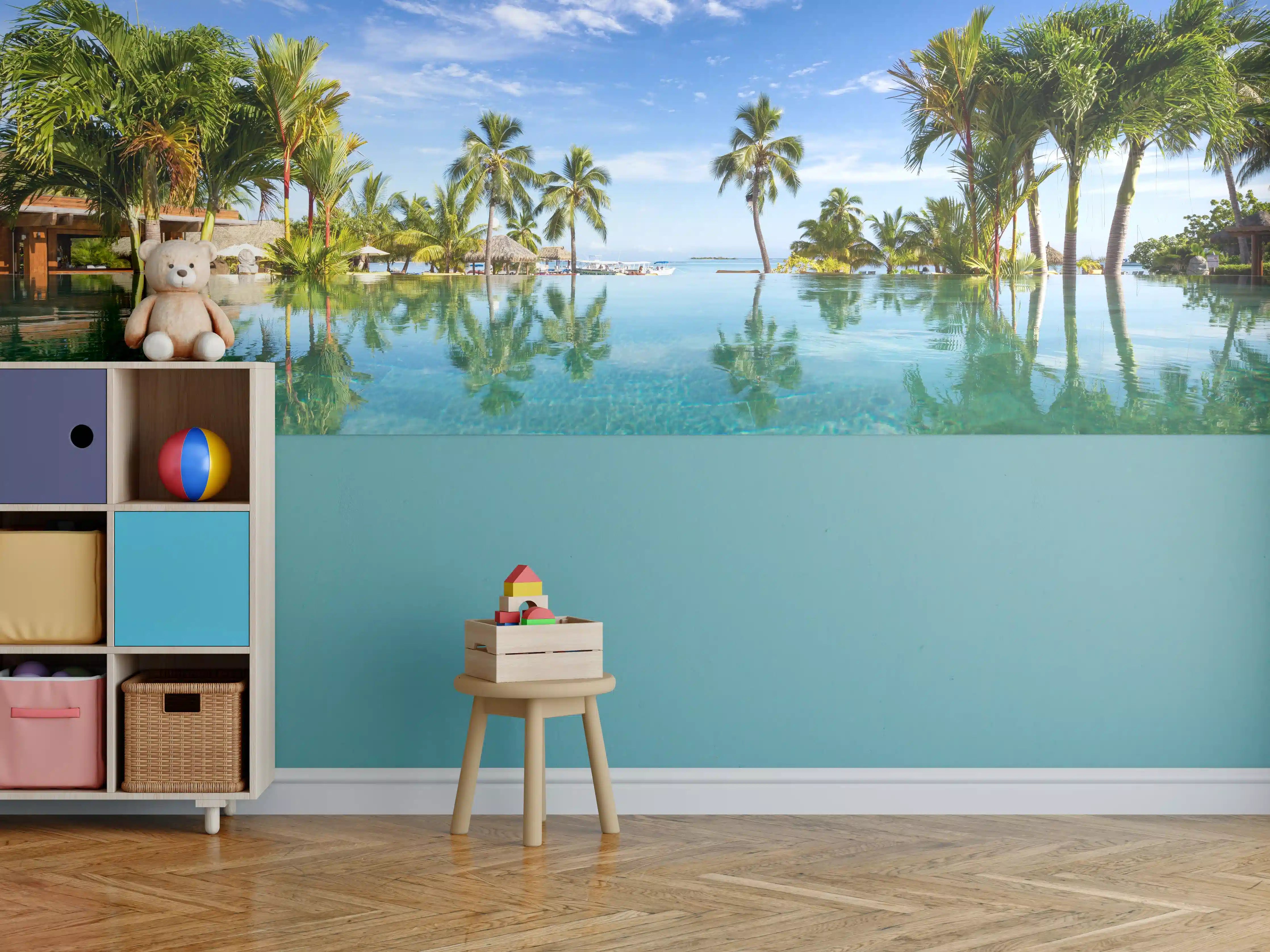 Kinderzimmer Wandgestaltung - Panorama-Pool in der Karibik