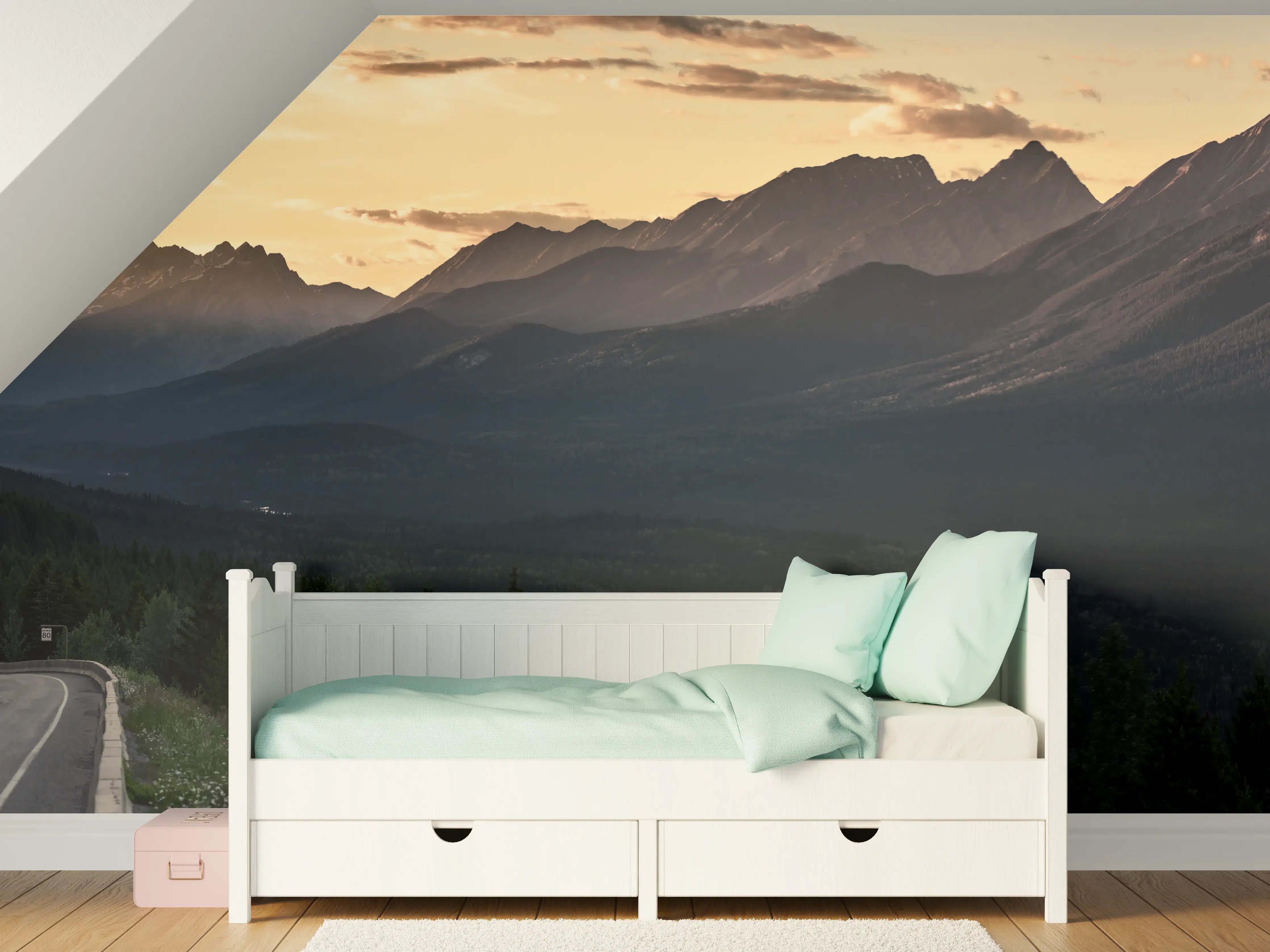 Kinderzimmer Wandgestaltung - Panorama des Kooteney Valley bei Sonnenuntergang