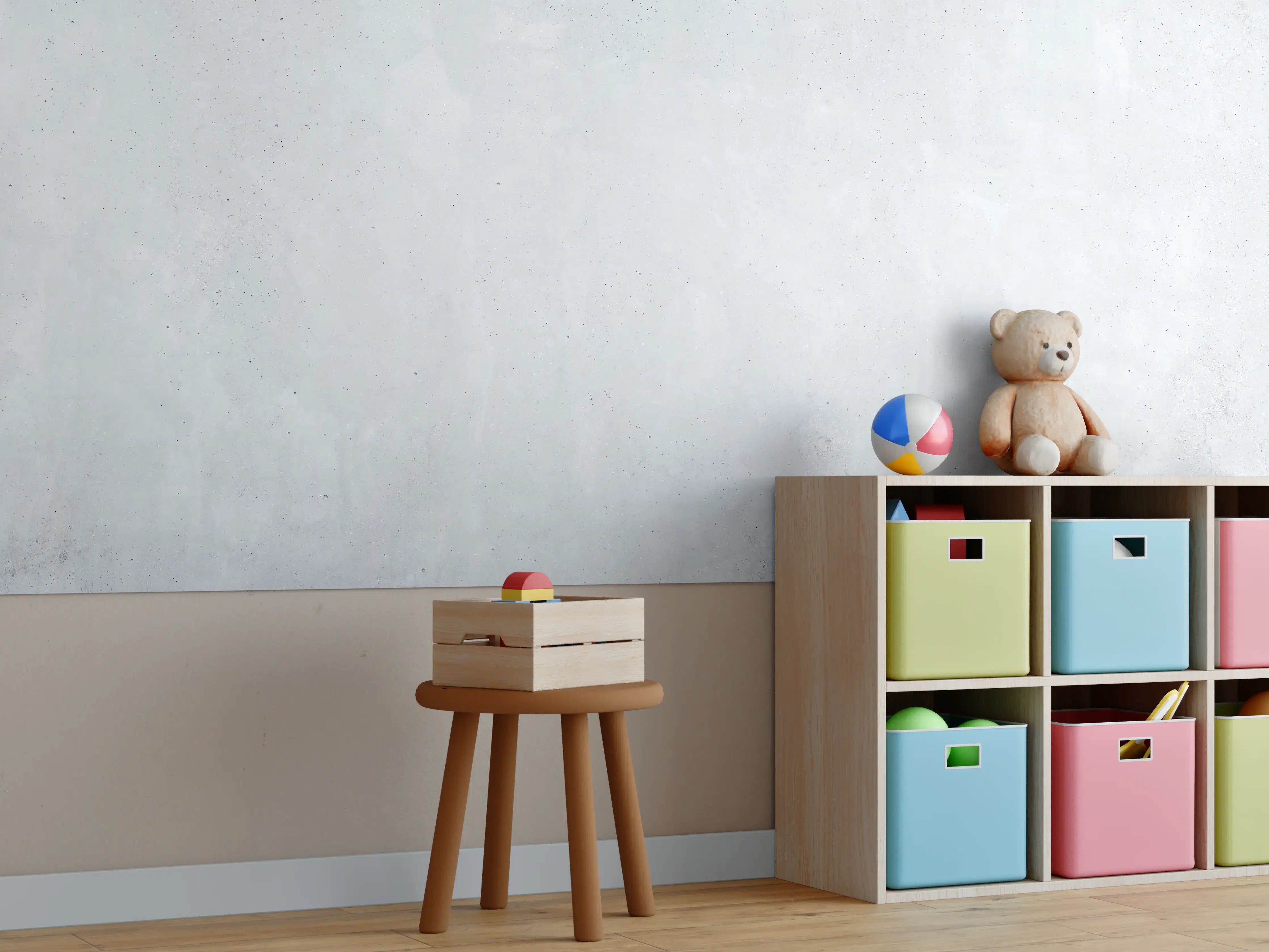 Kinderzimmer Wandgestaltung - Panorama einer glatten grauen Betonwand