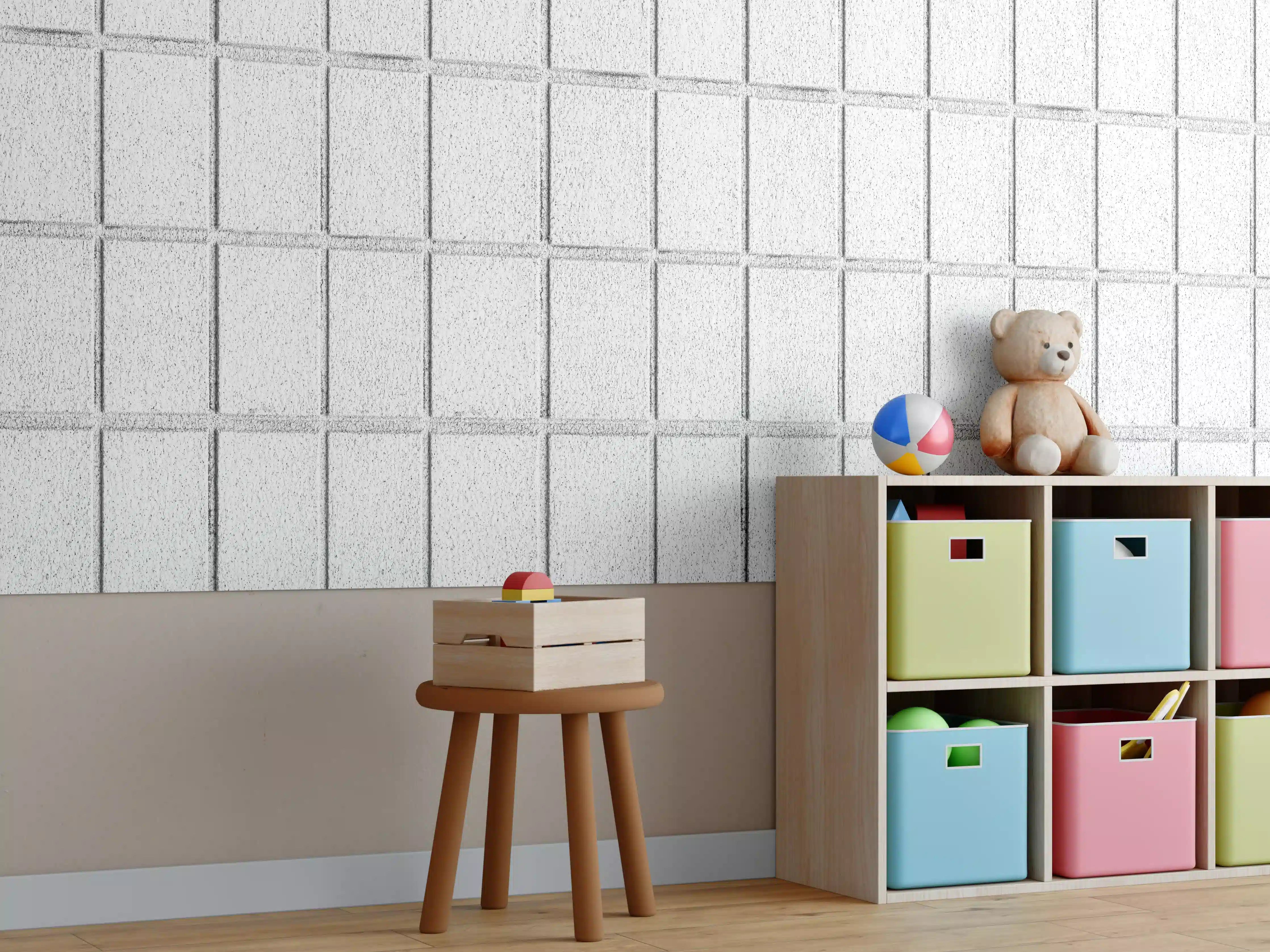 Kinderzimmer Wandgestaltung - Panorama von weißem Betonblock Wand