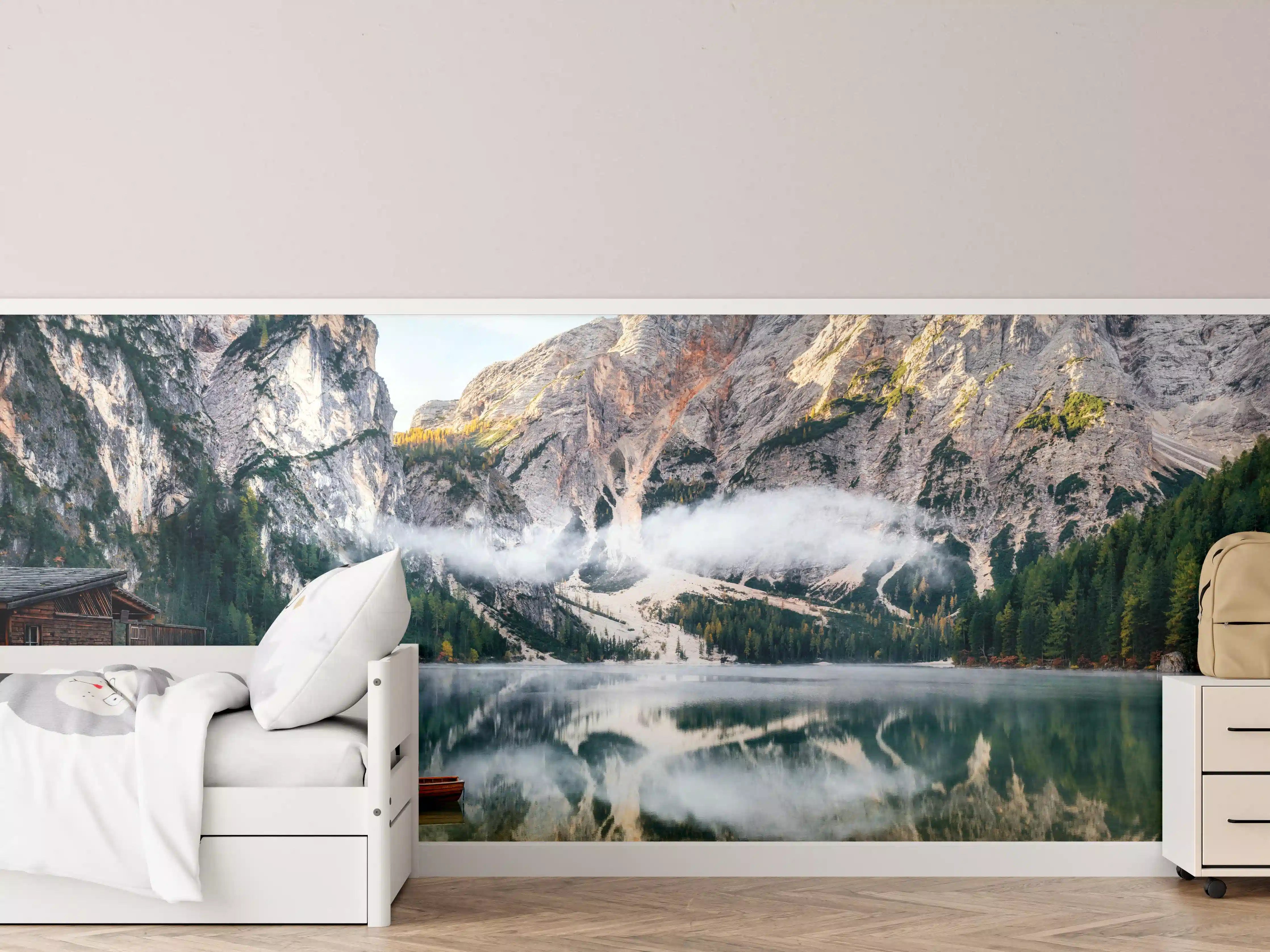 Kinderzimmer Wandgestaltung - Panoramablick auf Pragser Wildsee