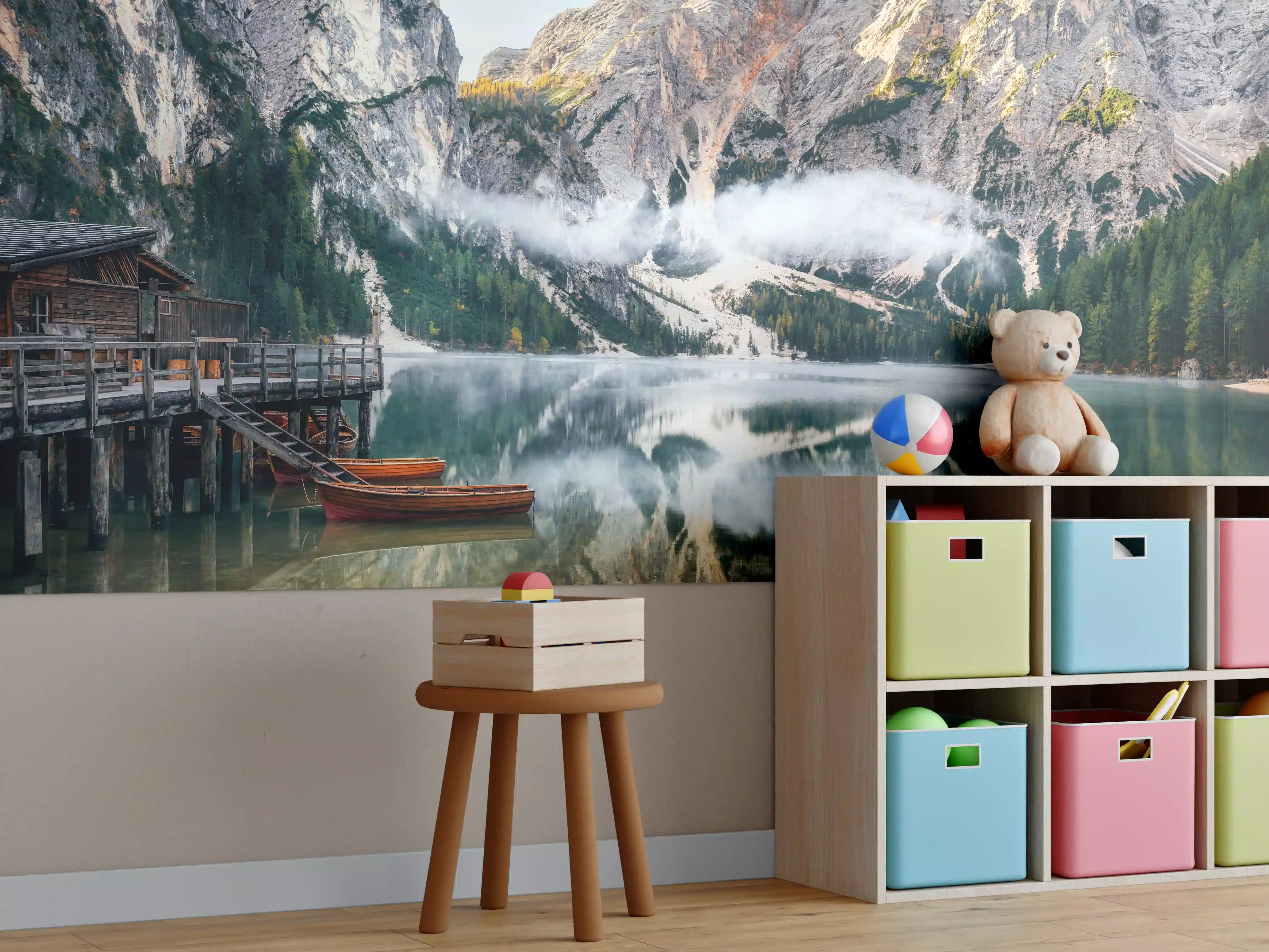 Kinderzimmer Wandgestaltung - Panoramablick auf Pragser Wildsee