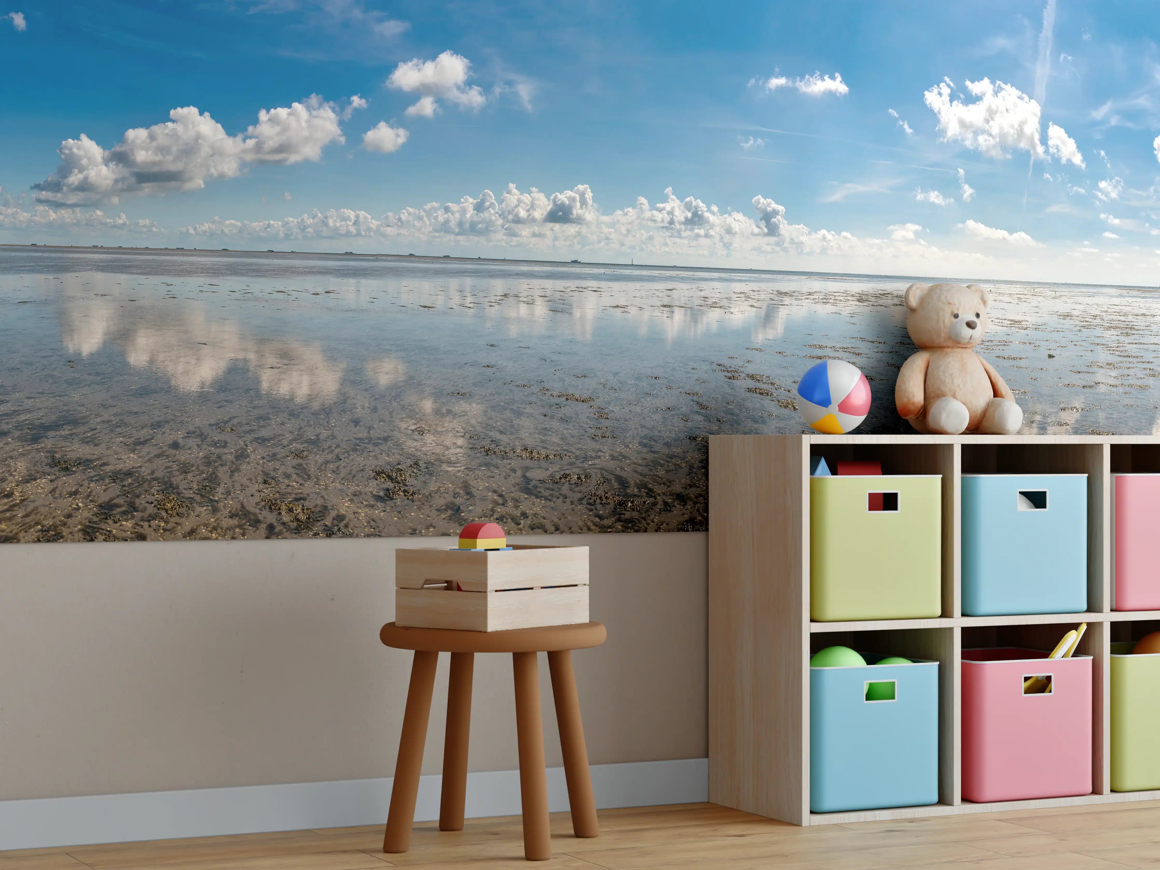 Kinderzimmer Wandgestaltung - Panoramablick auf den ruhigen Ozean