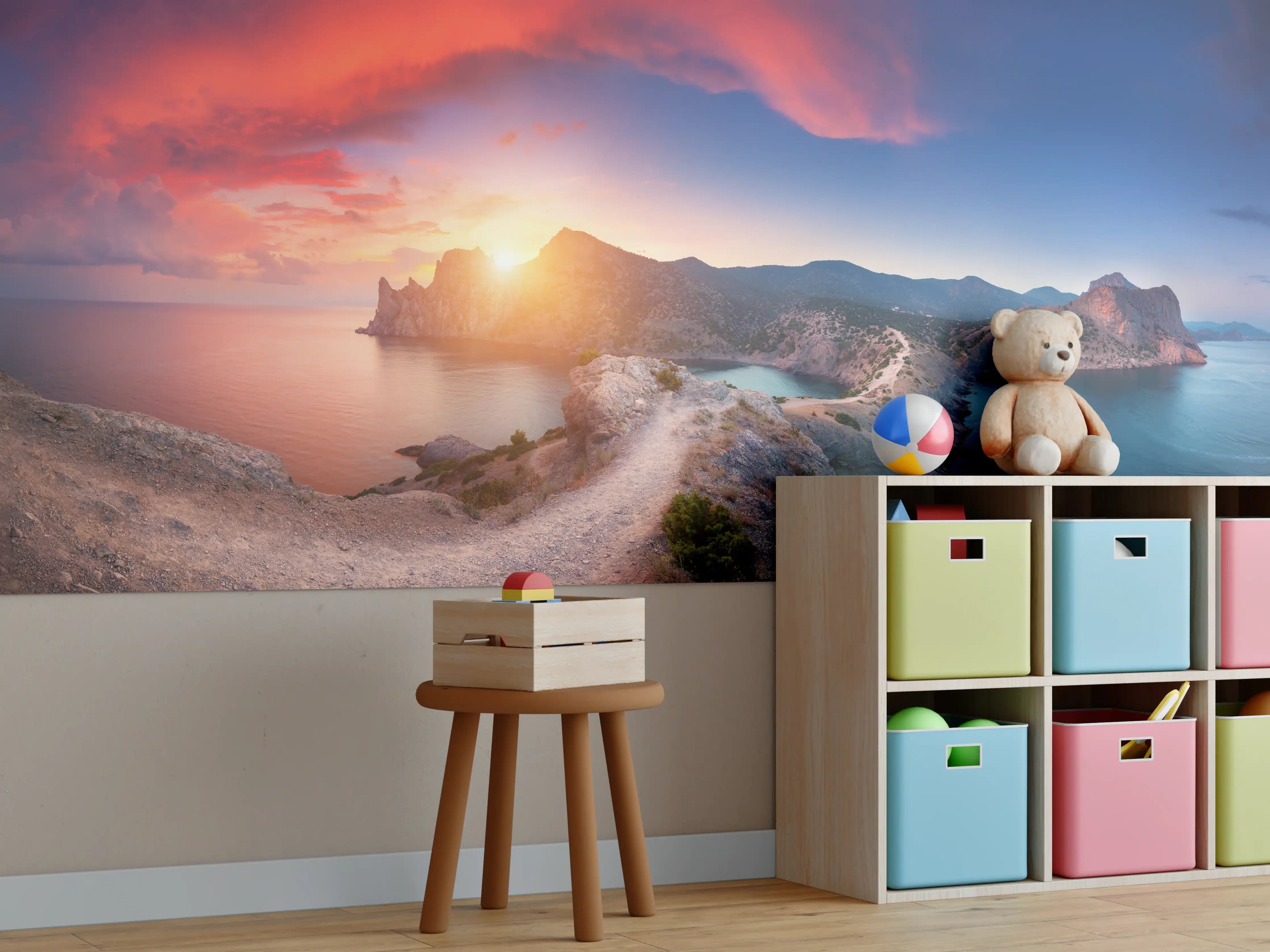 Kinderzimmer Wandgestaltung - Panoramalandschaft mit Bergen