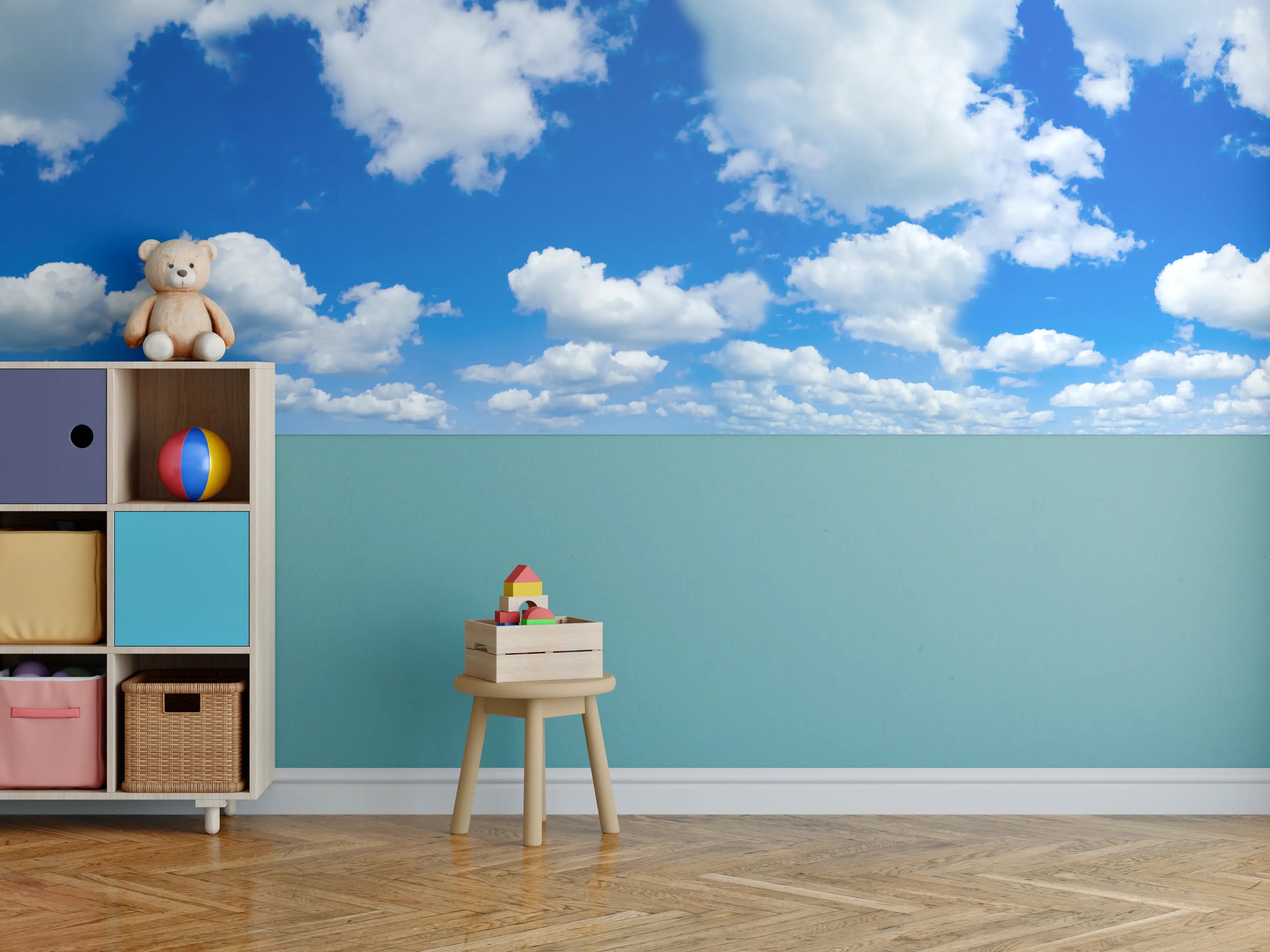 Kinderzimmer Wandgestaltung - Panoramischer Himmel mit Wolken
