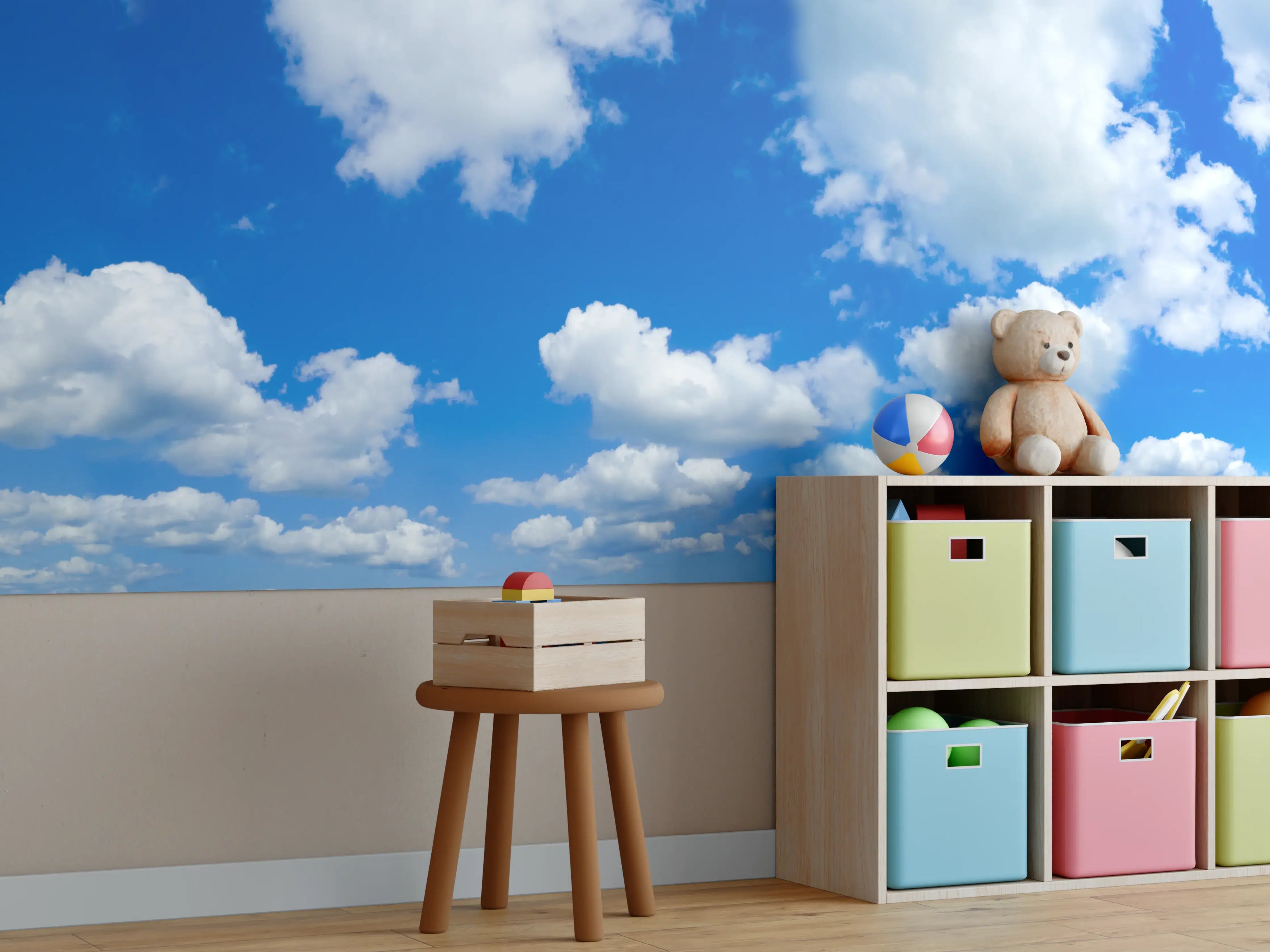 Kinderzimmer Wandgestaltung - Panoramischer Himmel mit Wolken
