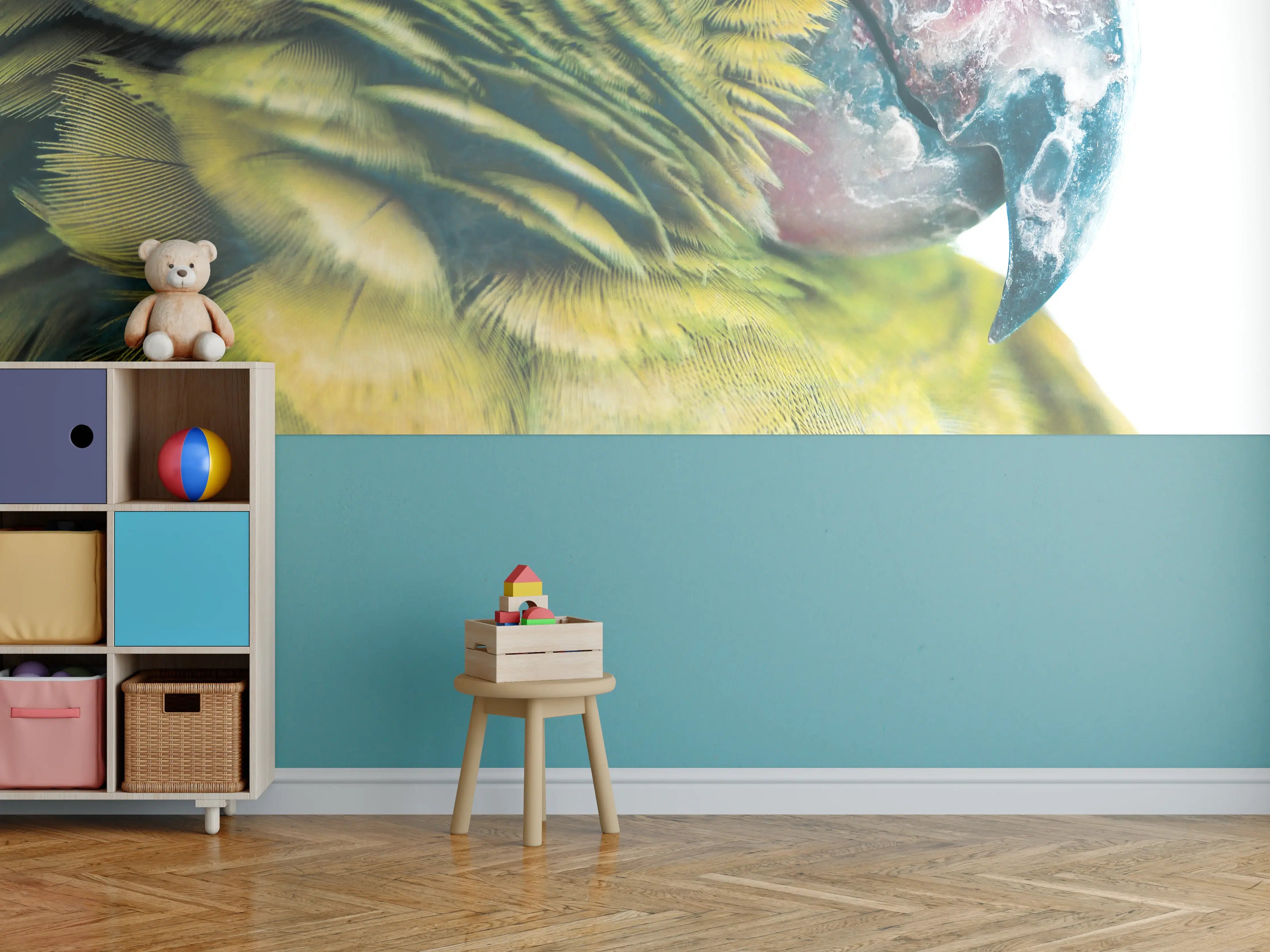 Kinderzimmer Wandgestaltung - Papagei - Nahaufname