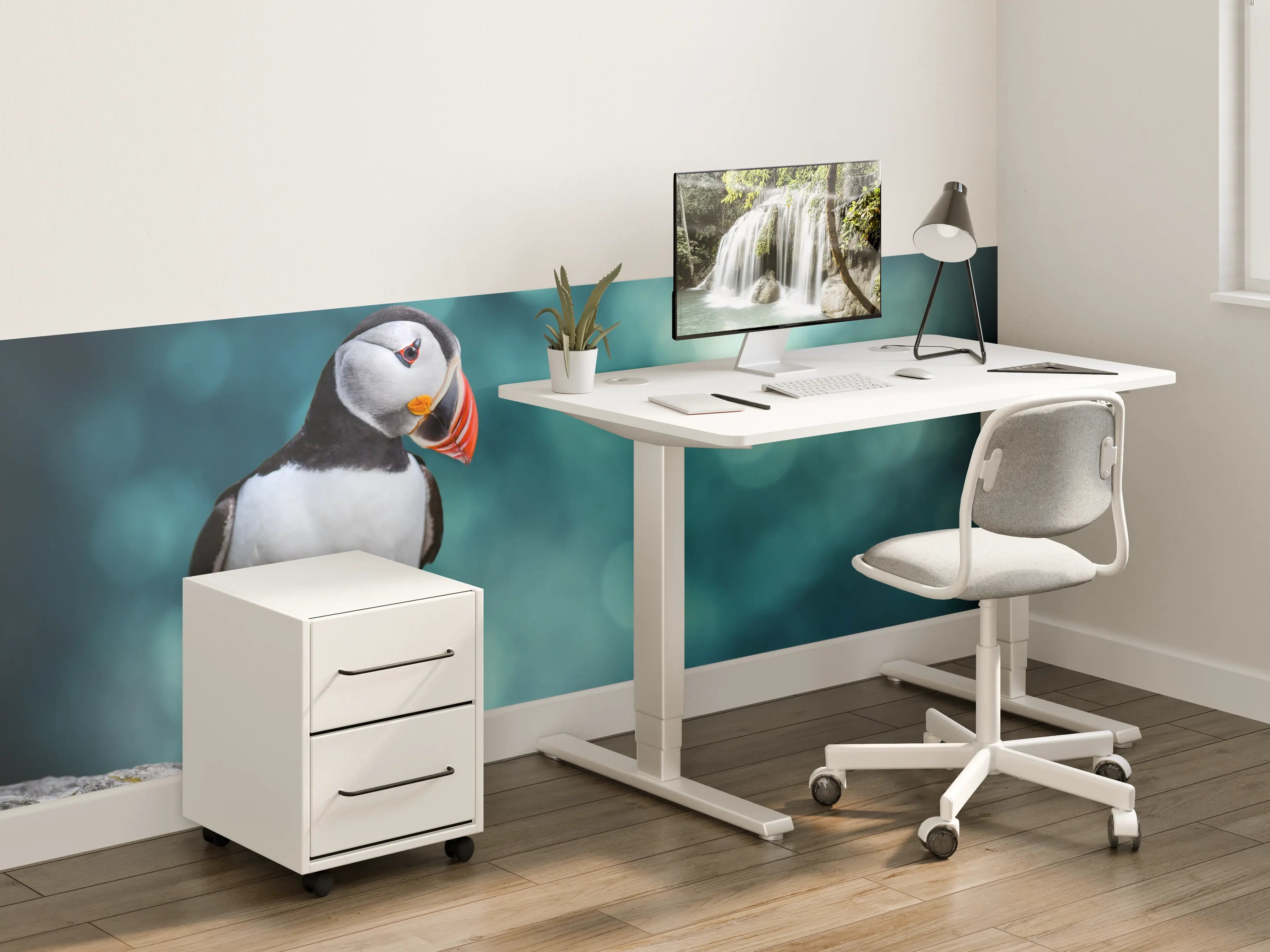 Kinderzimmer Wandgestaltung - Papageientaucher auf Fels