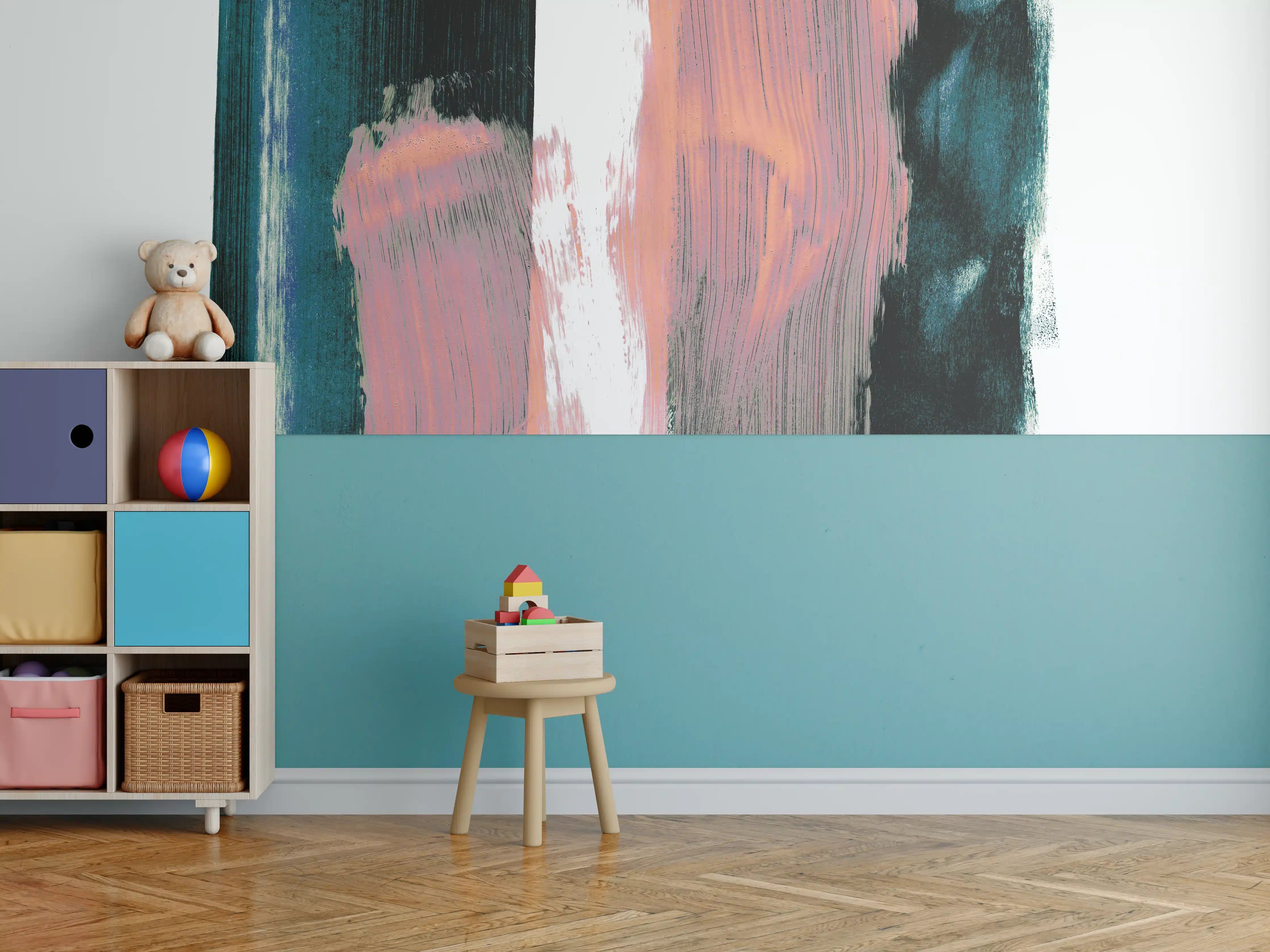 Kinderzimmer Wandgestaltung - Pastell Abstrakte Pinselkunst