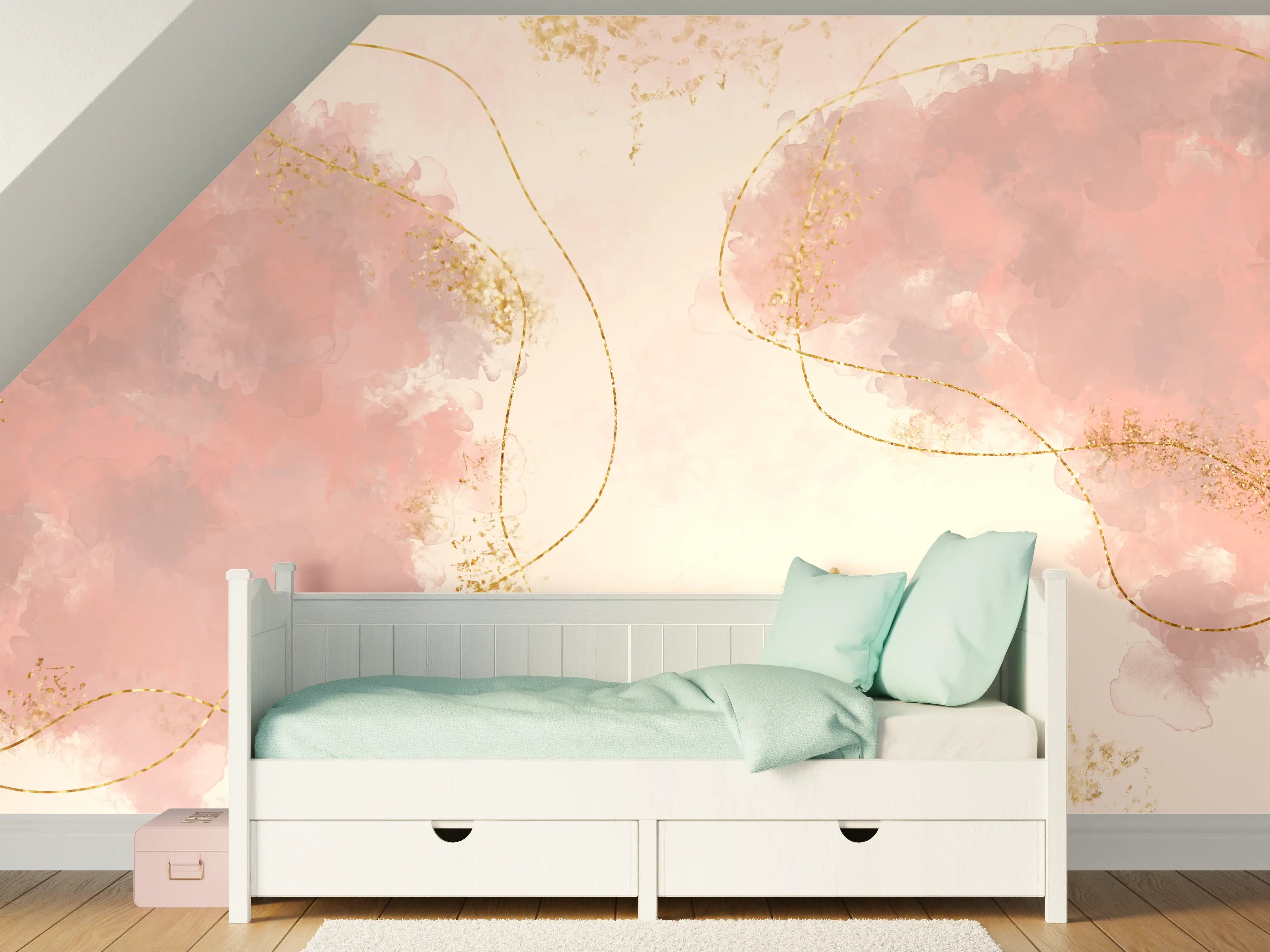Kinderzimmer Wandgestaltung - Pastell Farben Zeichnung - Rosa