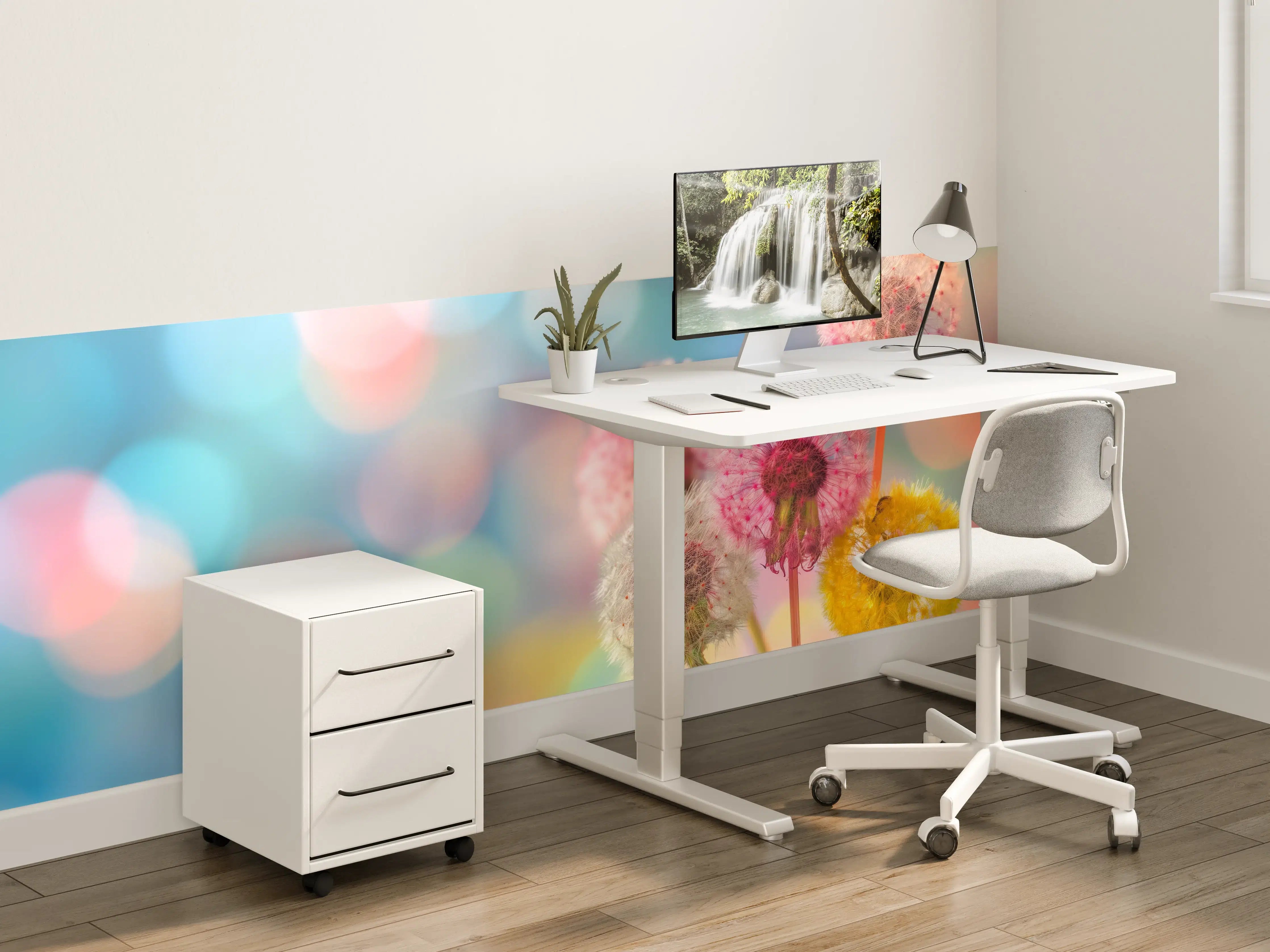 Kinderzimmer Wandgestaltung - Pastell-Pusteblumen im Bokeh