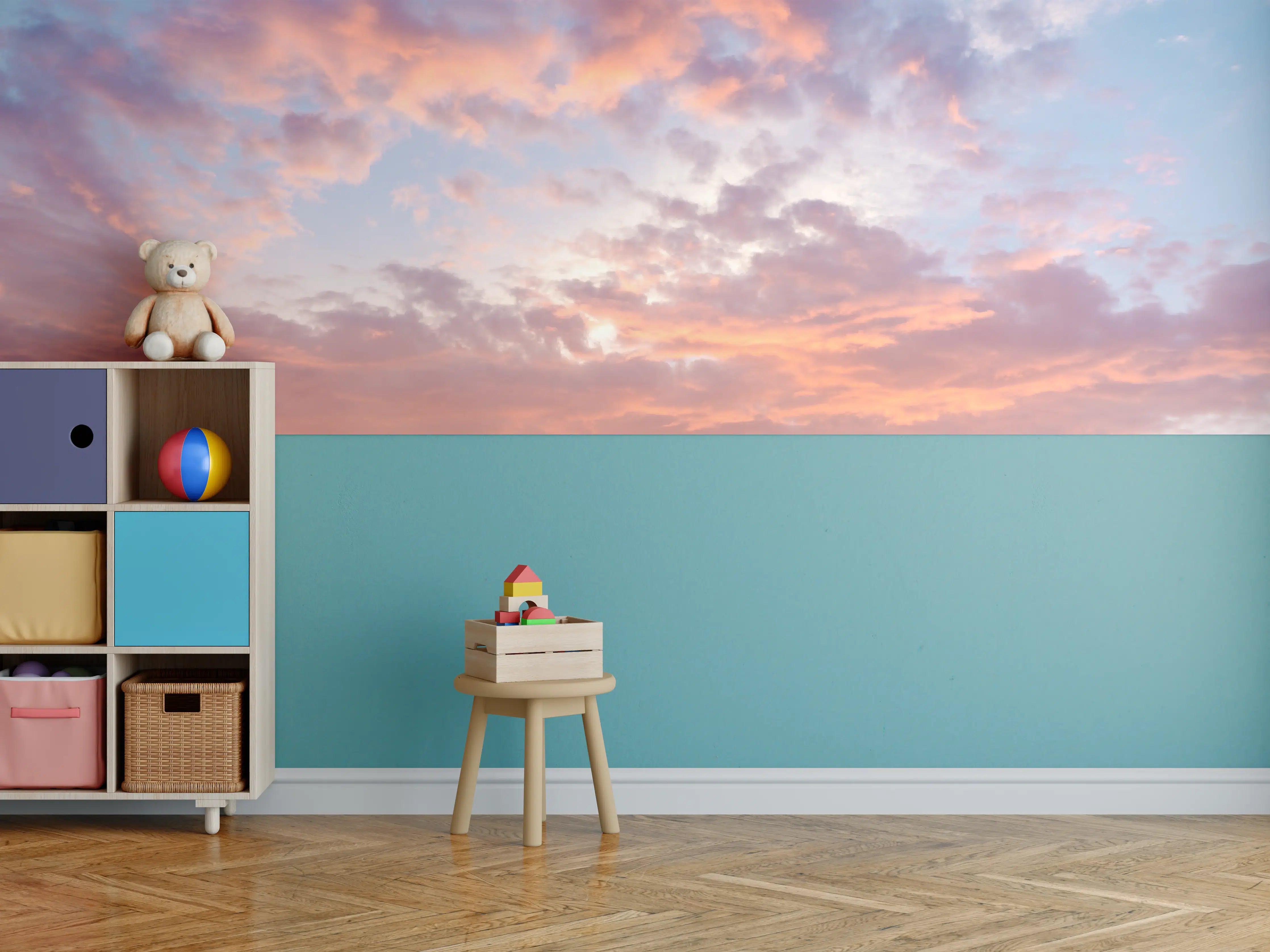Kinderzimmer Wandgestaltung - Pastell-Sonnenuntergangs-Himmel