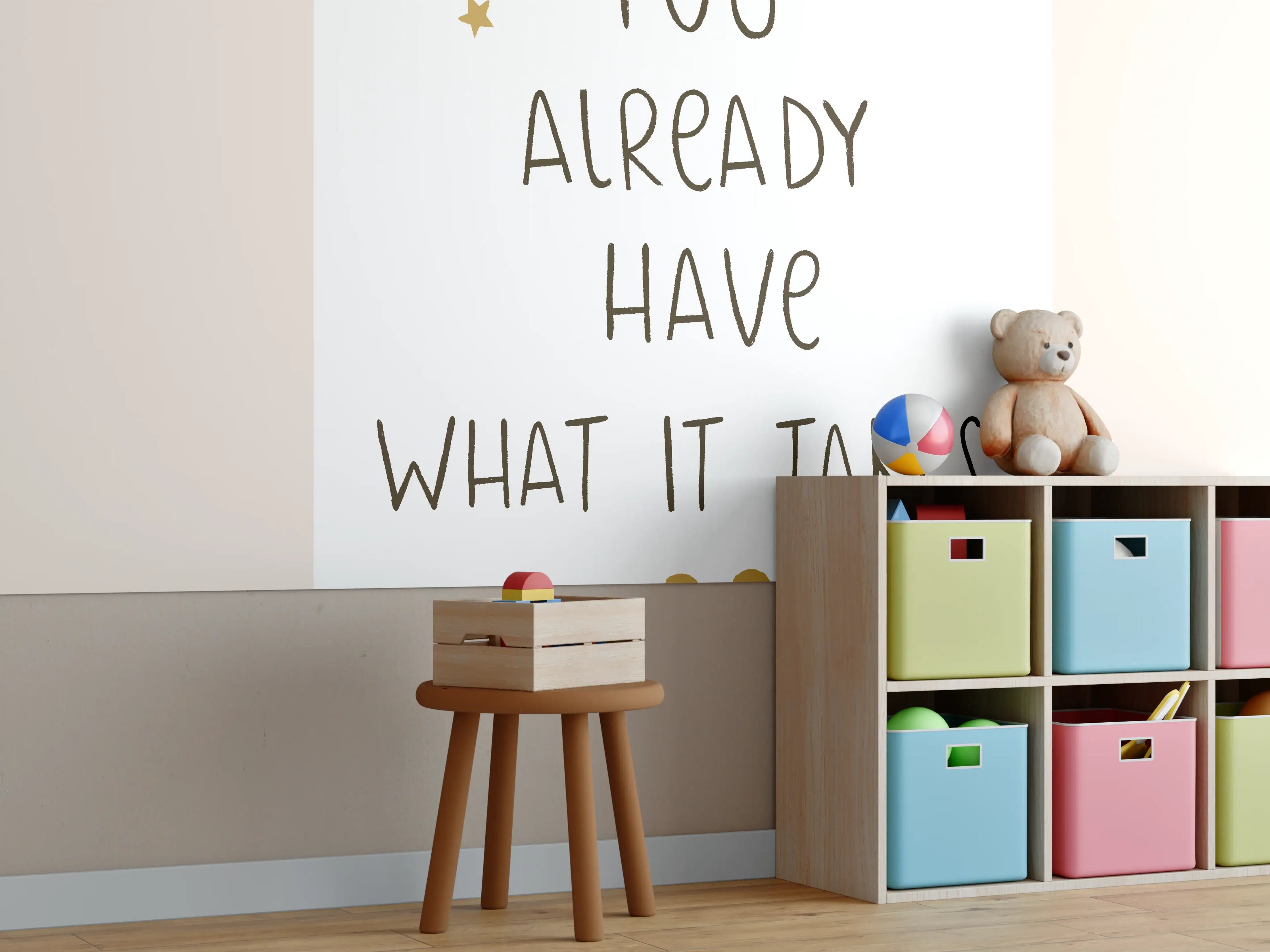 Kinderzimmer Wandgestaltung - Pastellfarbene Motivationsgrafik