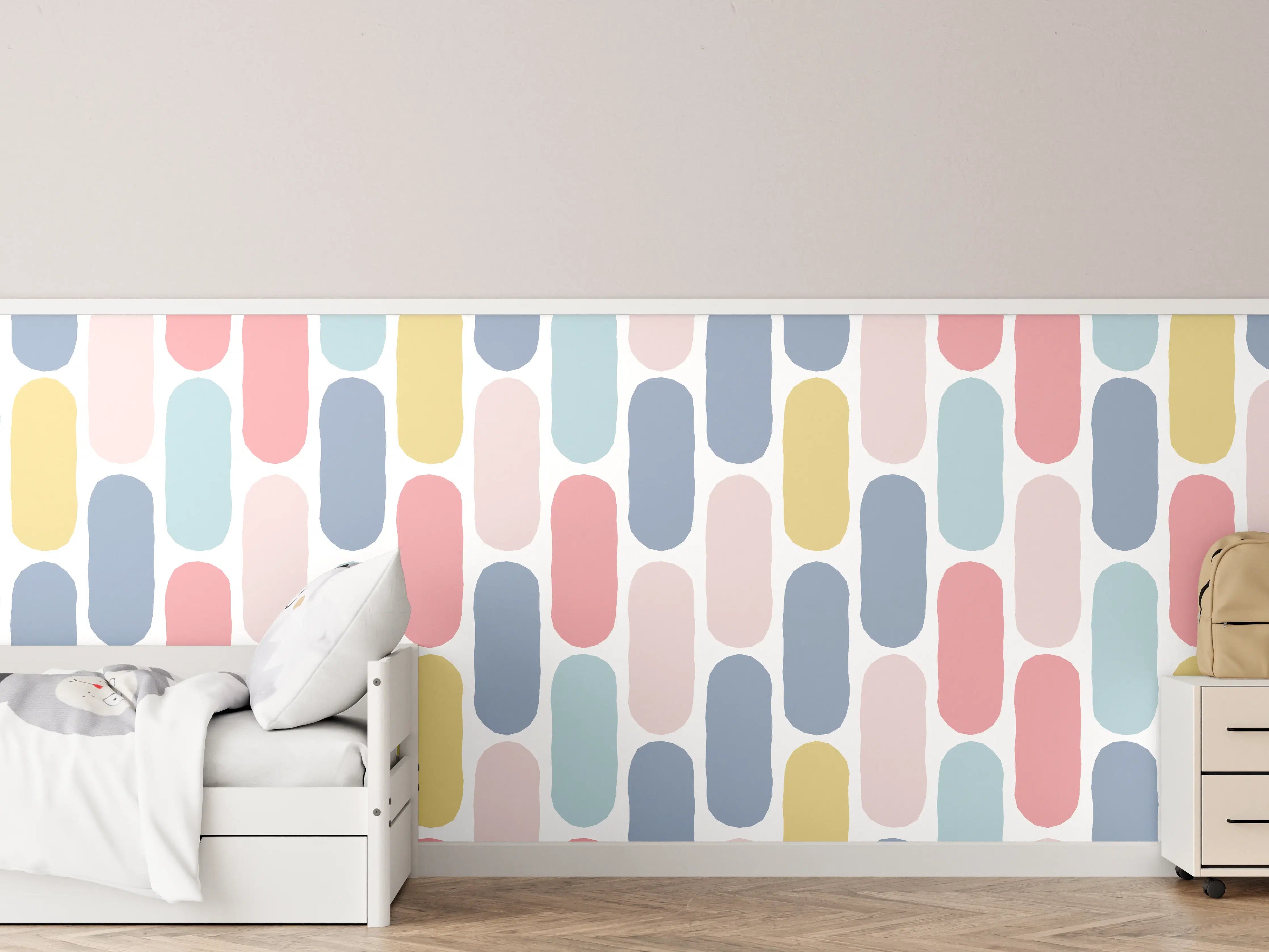 Kinderzimmer Wandgestaltung - Pastellfarbenes Rautenmuster Design