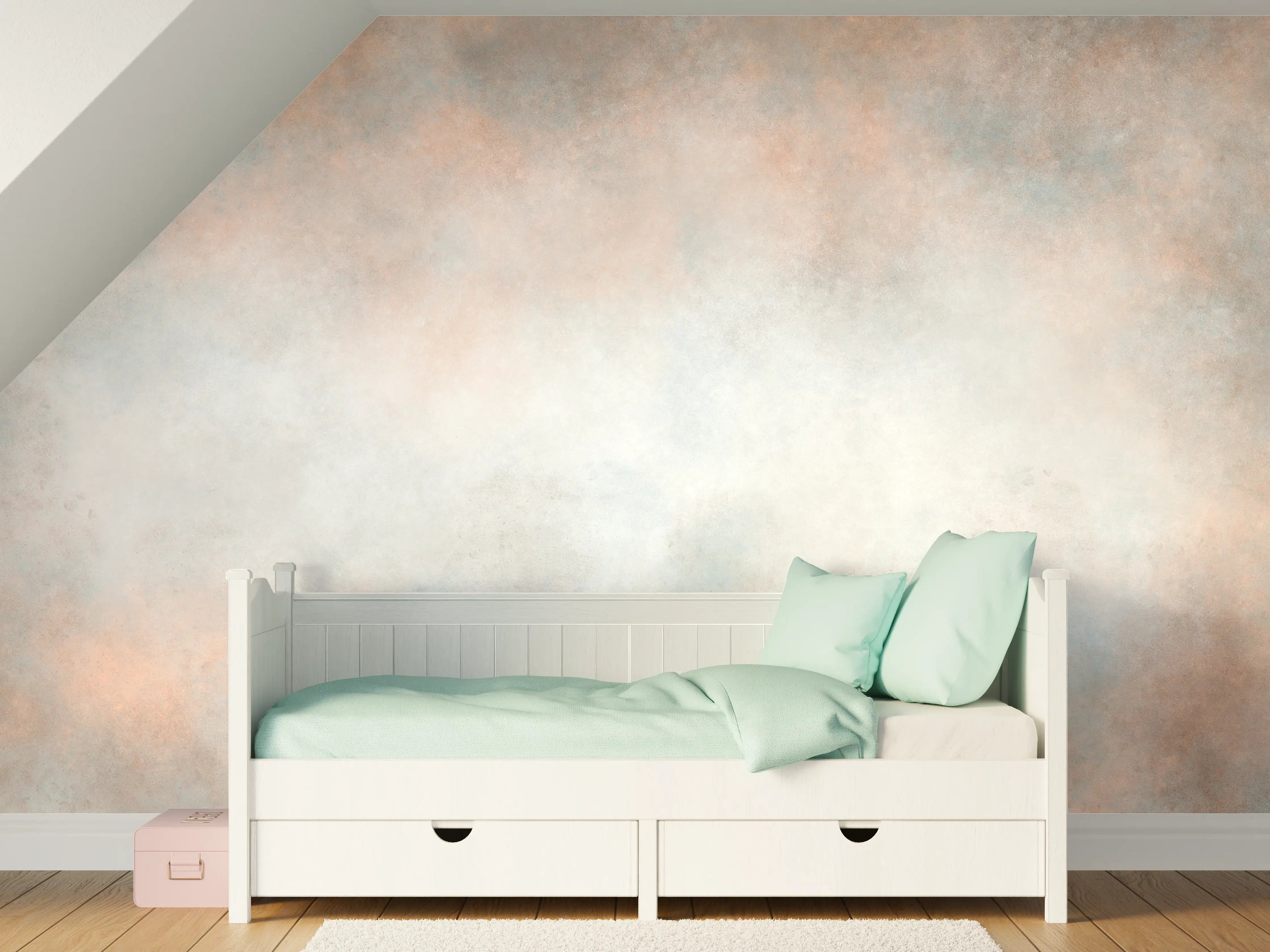 Kinderzimmer Wandgestaltung - Pastellfarbiges beige-blaues Design