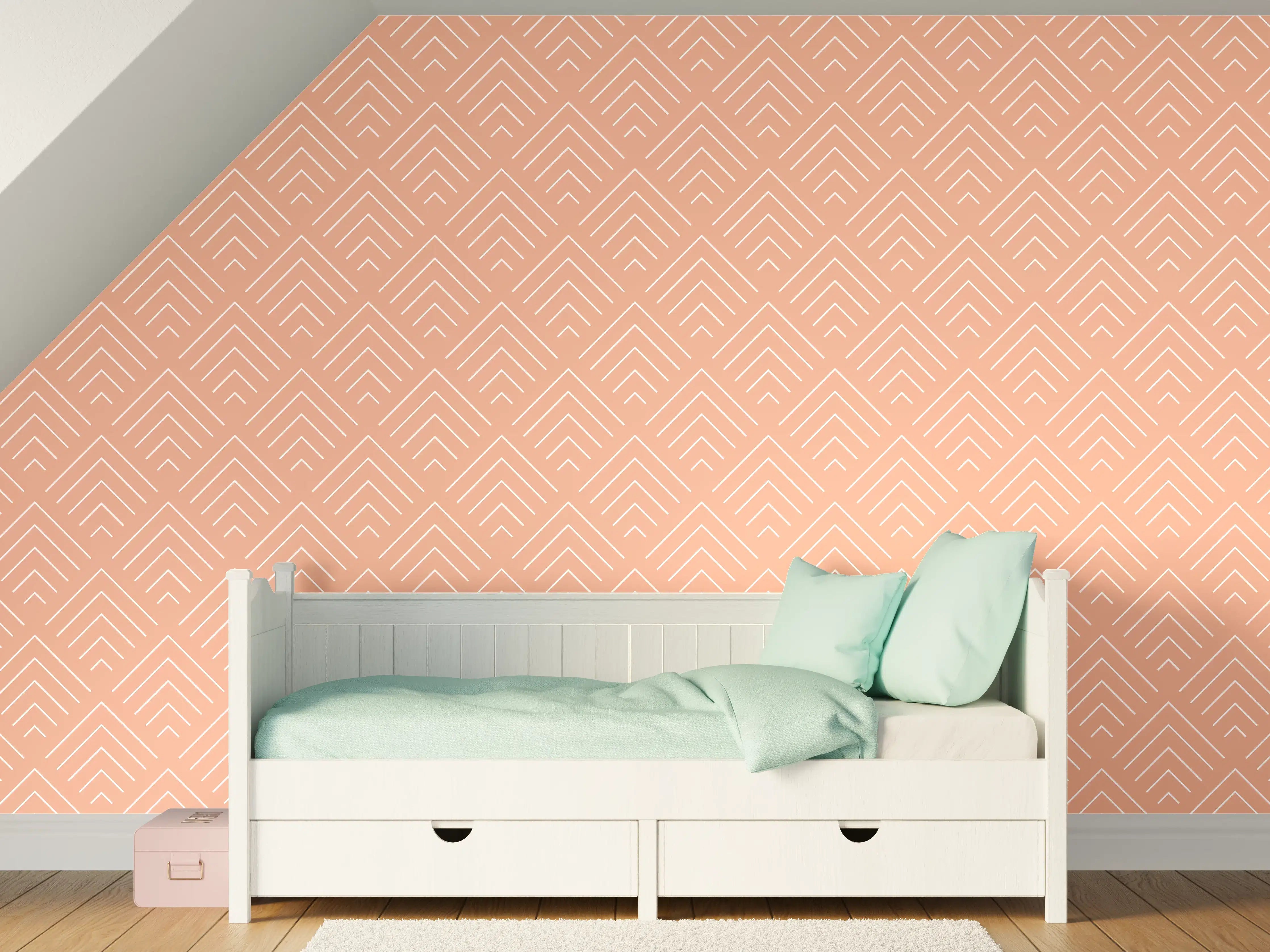 Kinderzimmer Wandgestaltung - Peachfarbenes geometrisches Muster