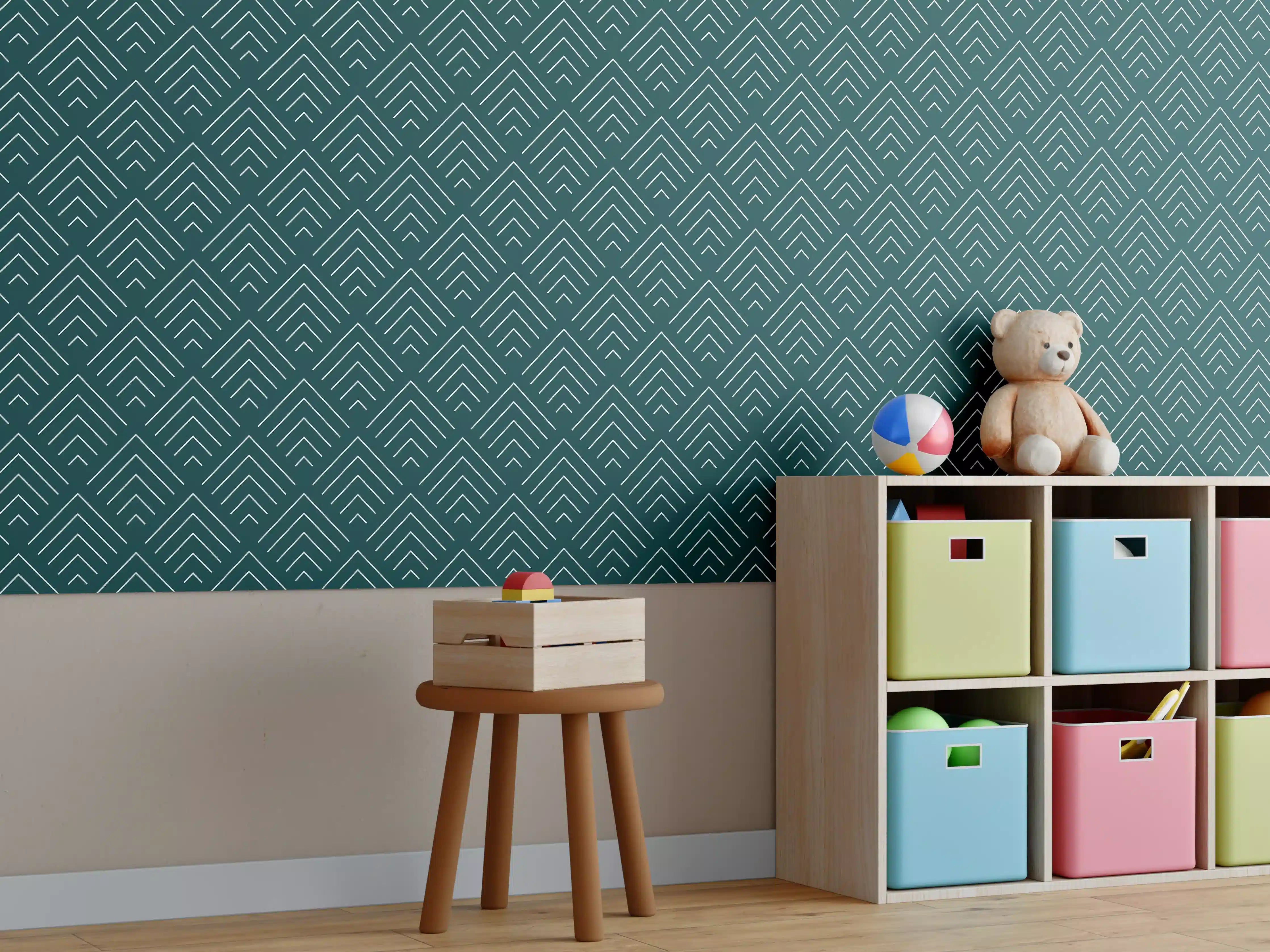 Kinderzimmer Wandgestaltung - Petrolgrüne Designkunst