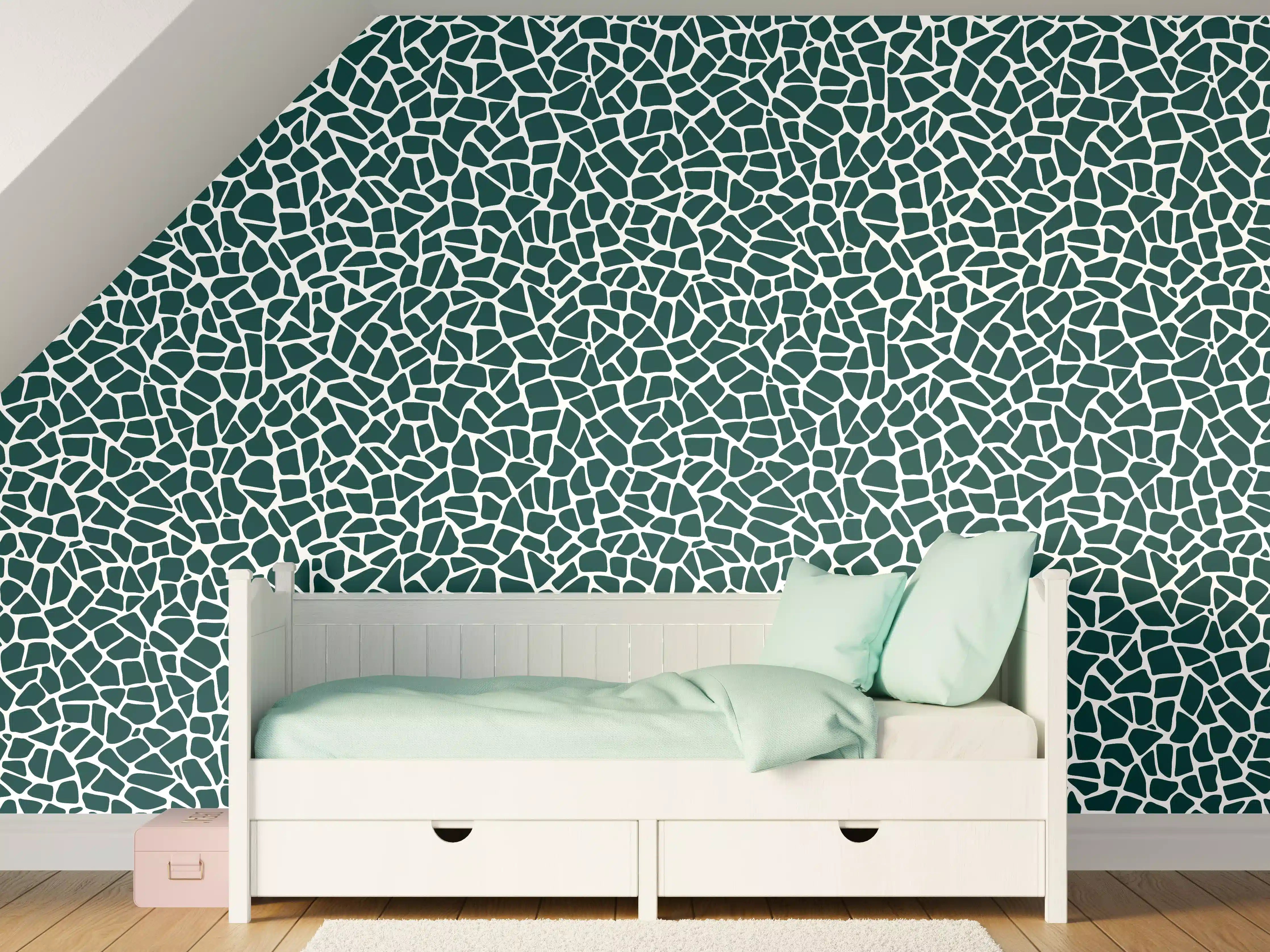 Kinderzimmer Wandgestaltung - Petrolgrüne Fliesen mit strukturierter Oberfläche