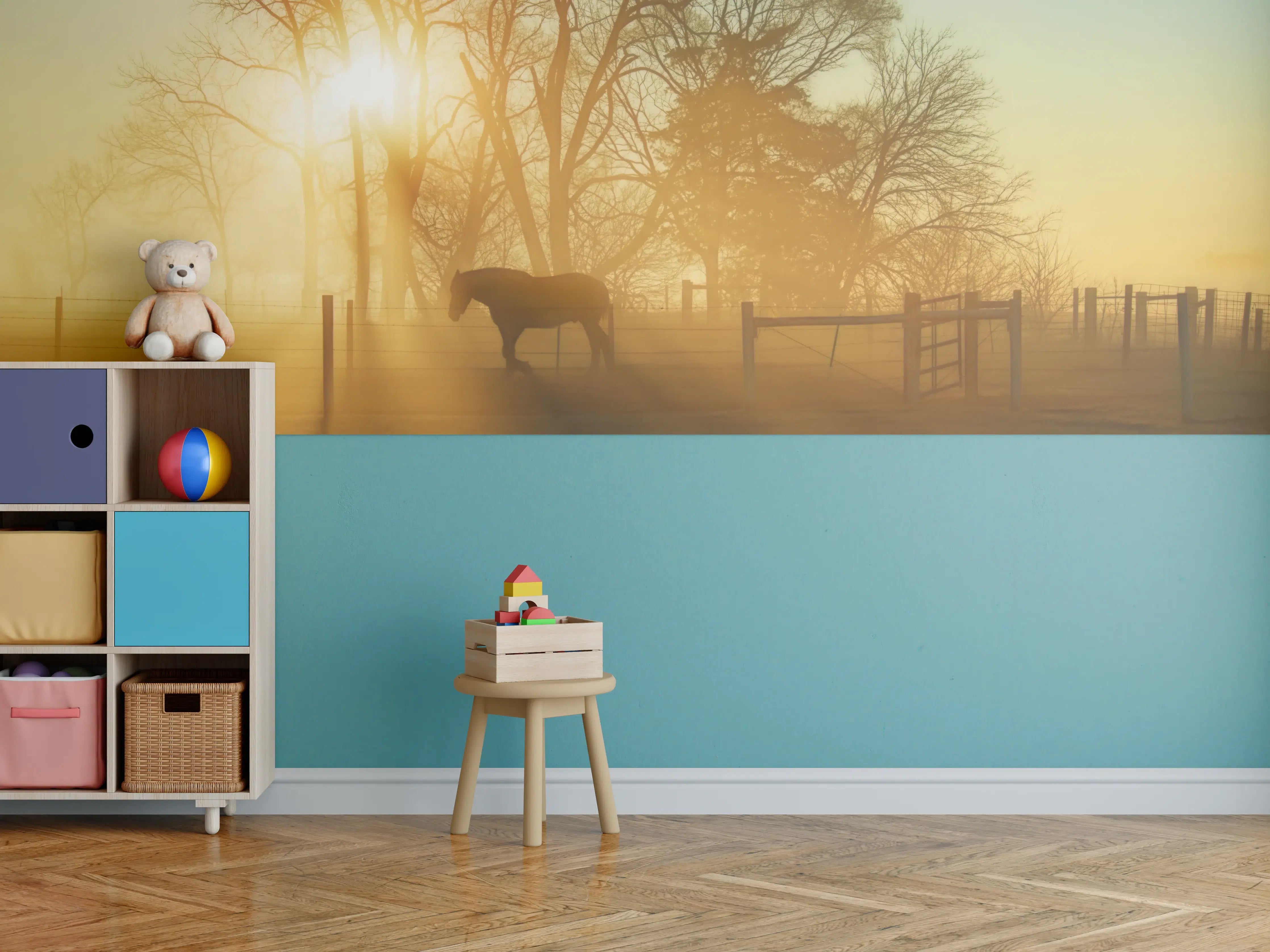 Kinderzimmer Wandgestaltung - Pferd in der Morgendämmerung