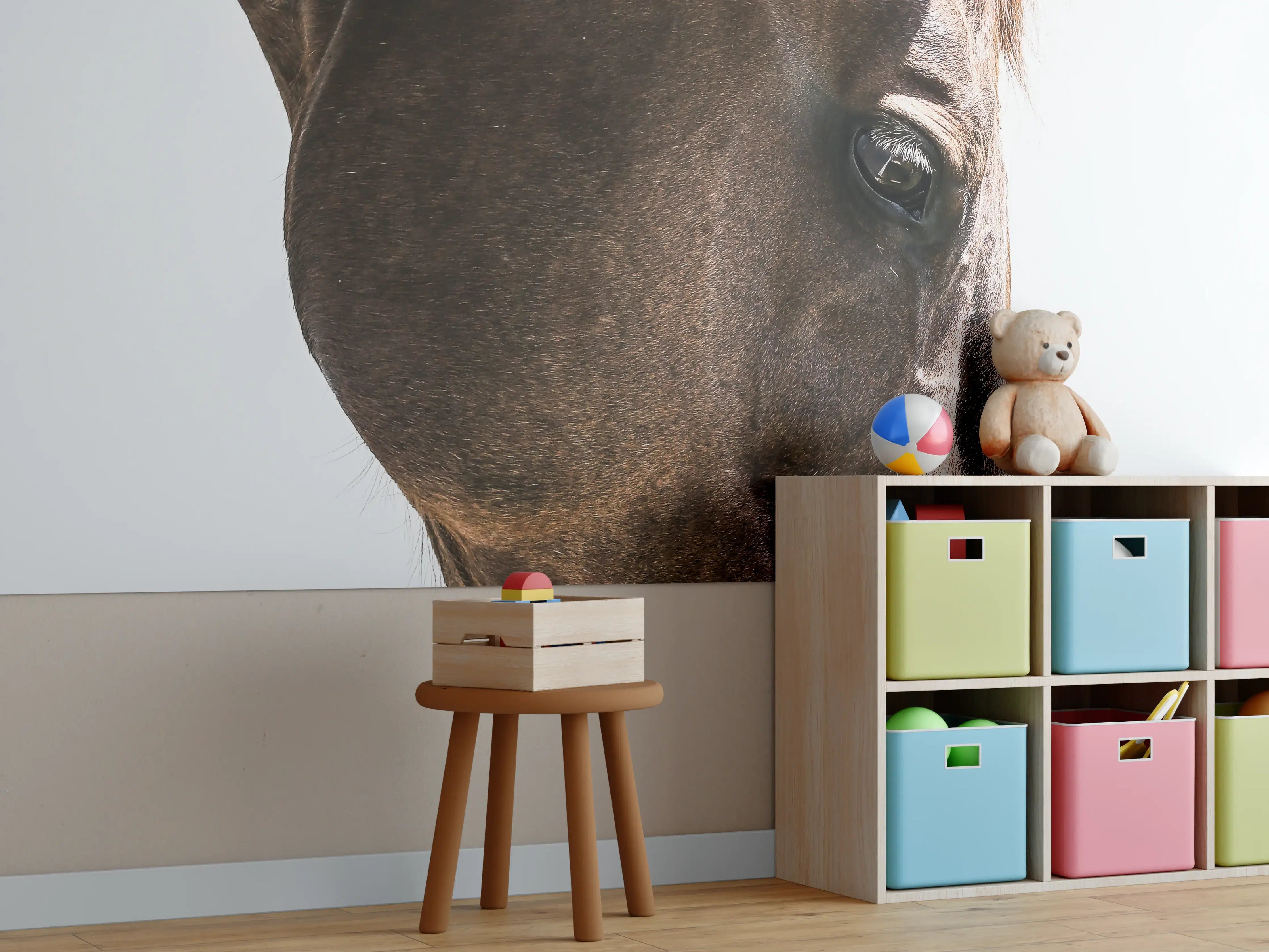 Kinderzimmer Wandgestaltung - Pferde Auge Makroaufnahme
