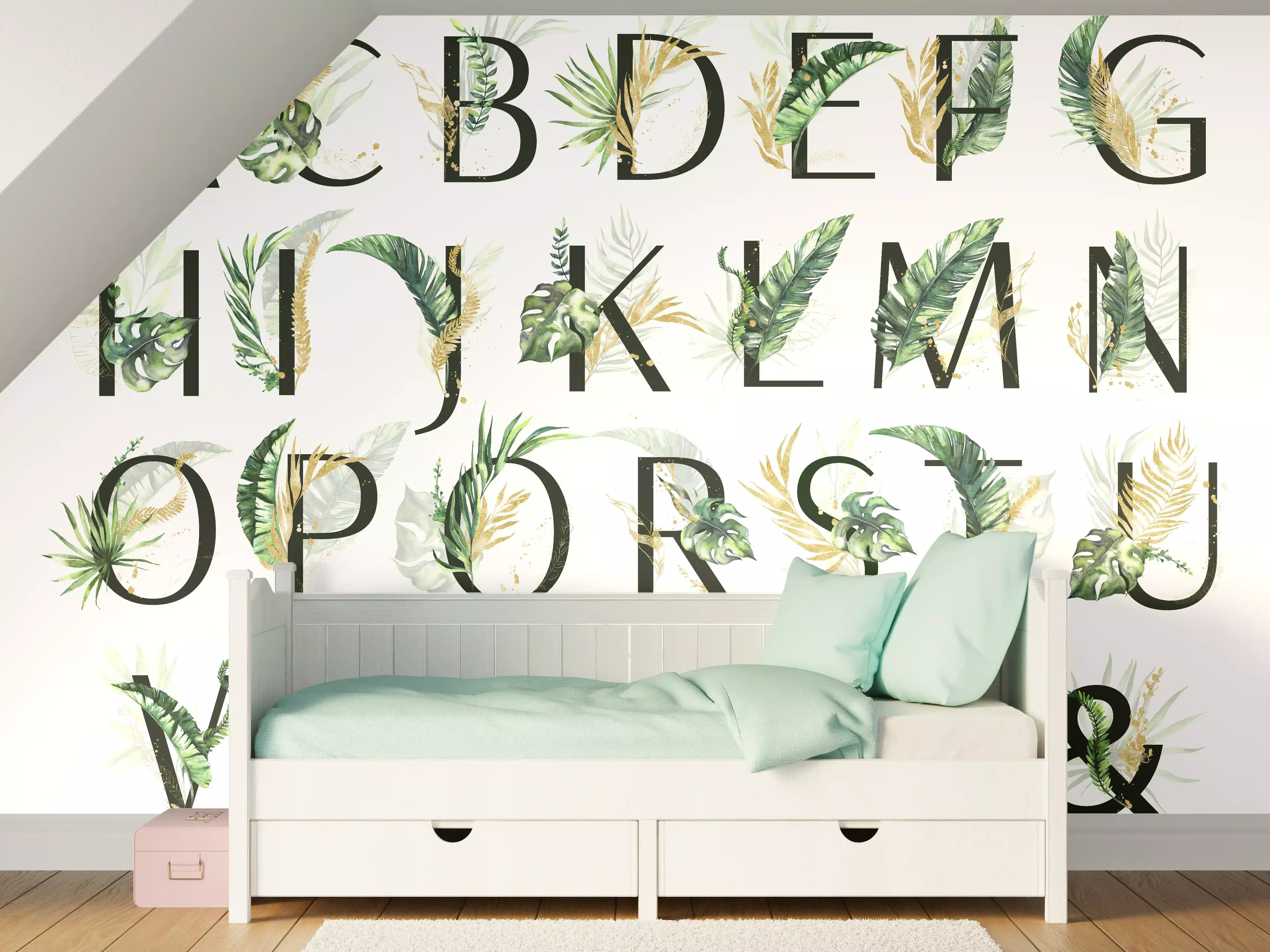 Kinderzimmer Wandgestaltung - Pflanzliche Alphabet Sammlung