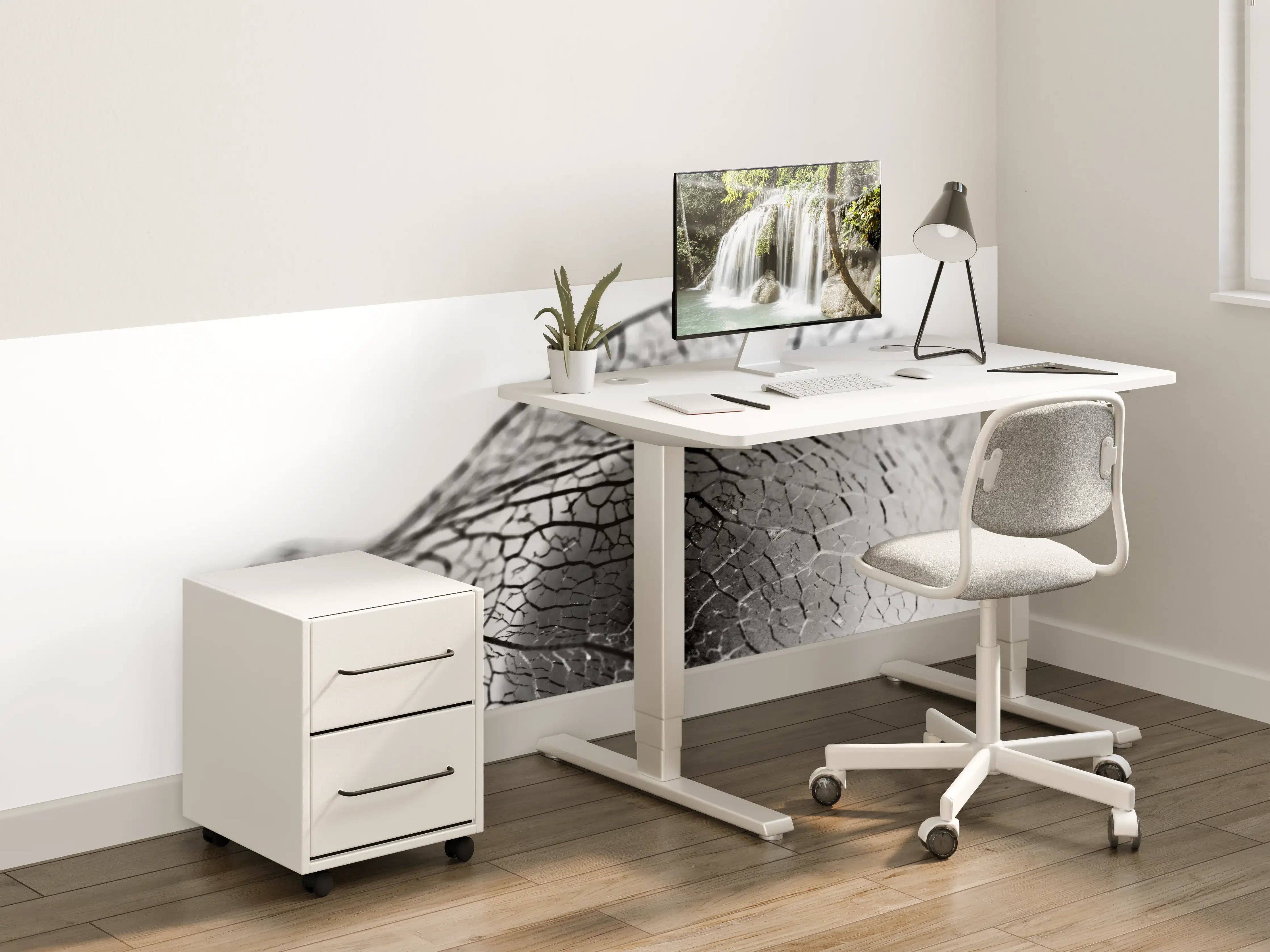 Kinderzimmer Wandgestaltung - Pflanzliche Detailaufnahme Schwarz-Weiß