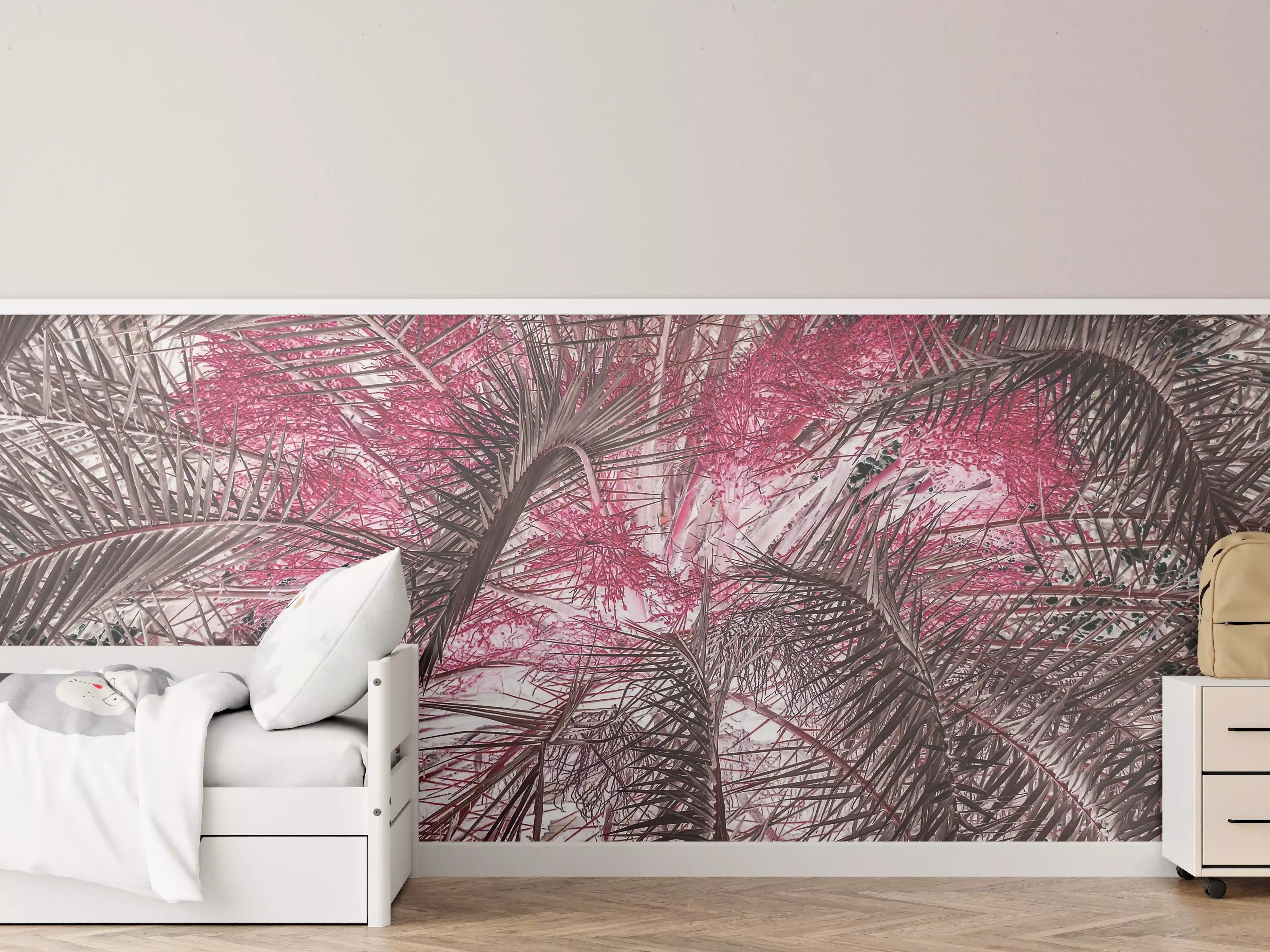 Kinderzimmer Wandgestaltung - Pink-Purple Palm Leaf Texture