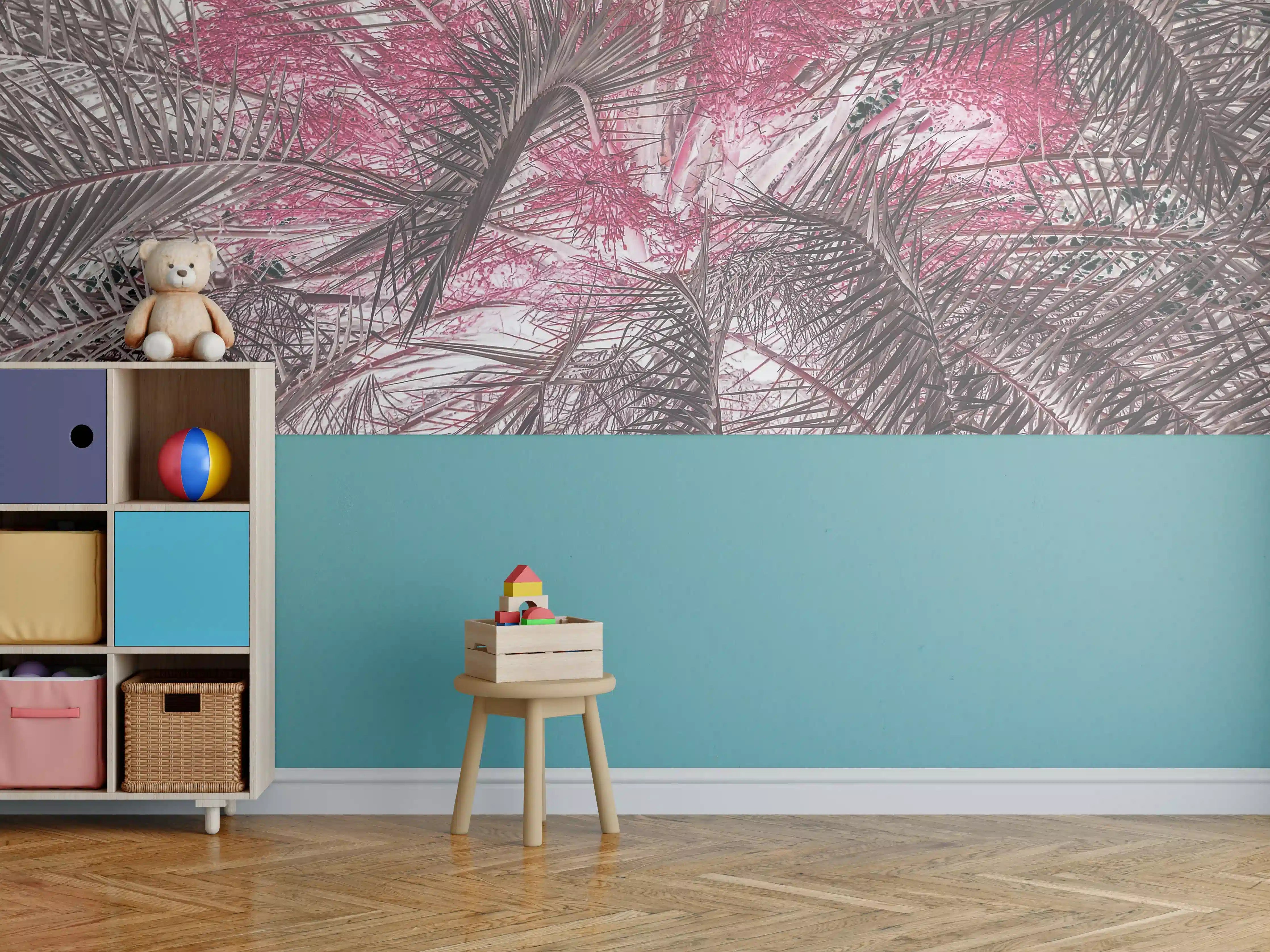 Kinderzimmer Wandgestaltung - Pink-Purple Palm Leaf Texture