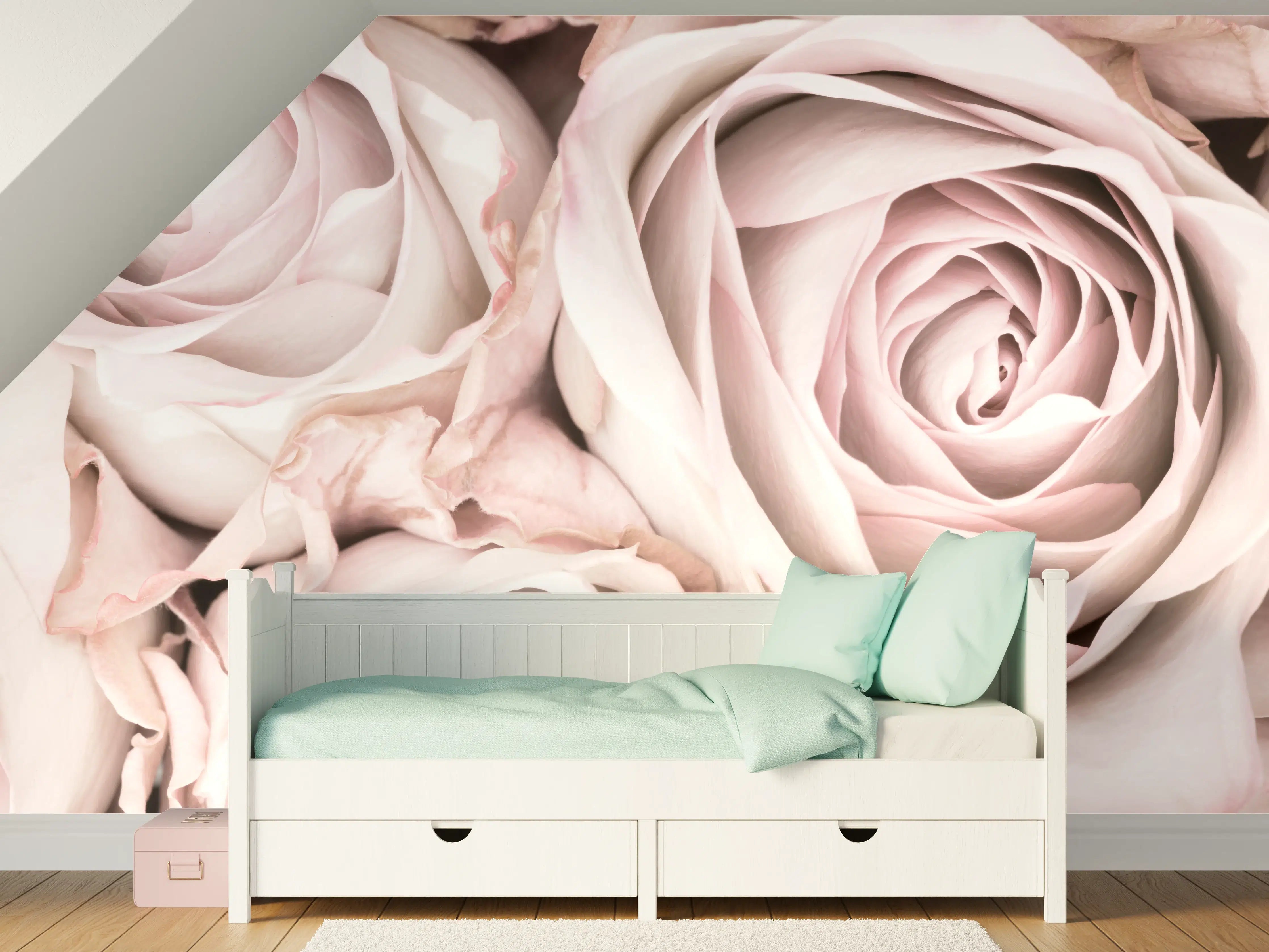 Kinderzimmer Wandgestaltung - Pinke Rosen - Floral