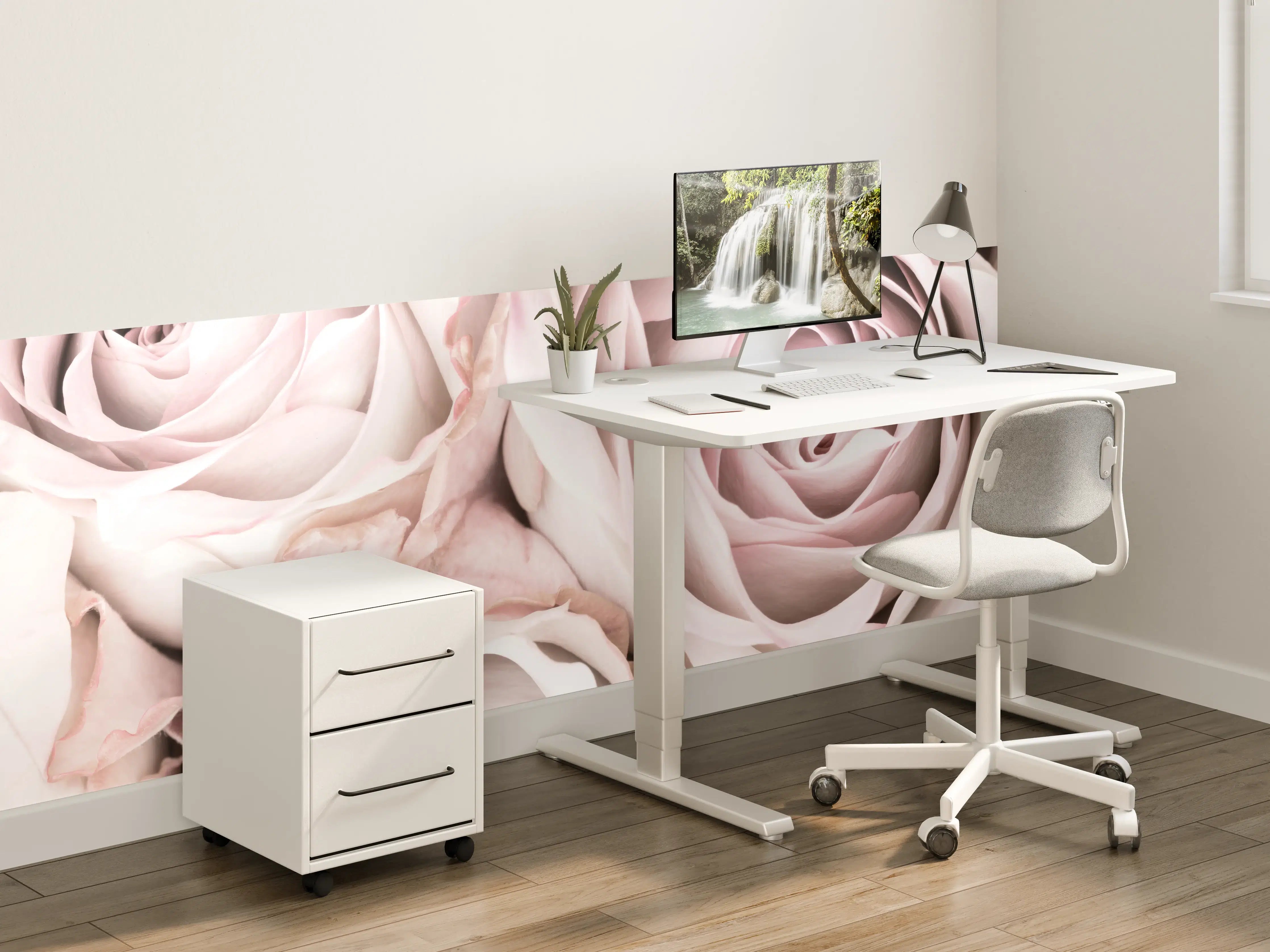 Kinderzimmer Wandgestaltung - Pinke Rosen - Floral