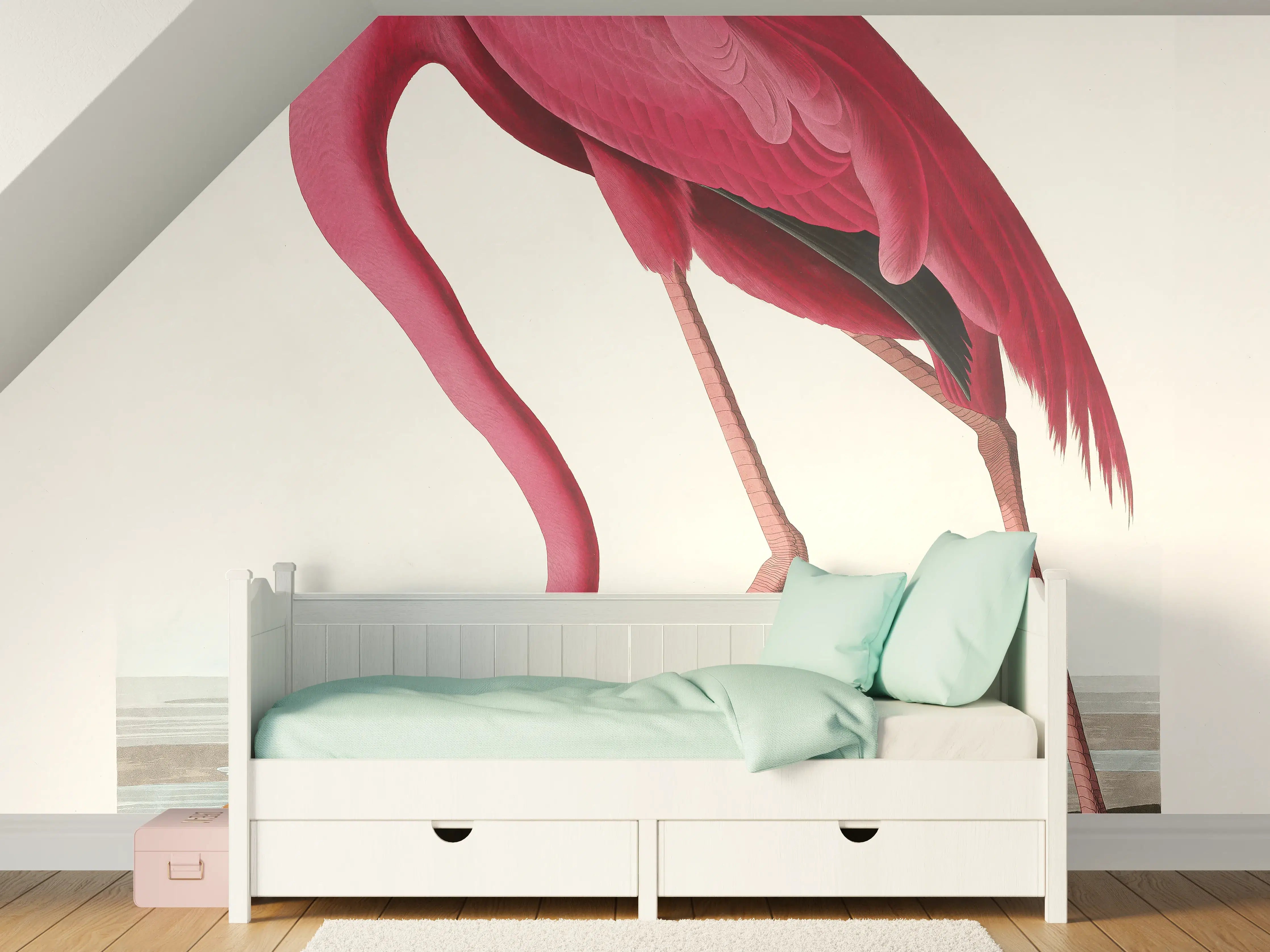 Kinderzimmer Wandgestaltung - Pinker Flamingo - John James Audubon