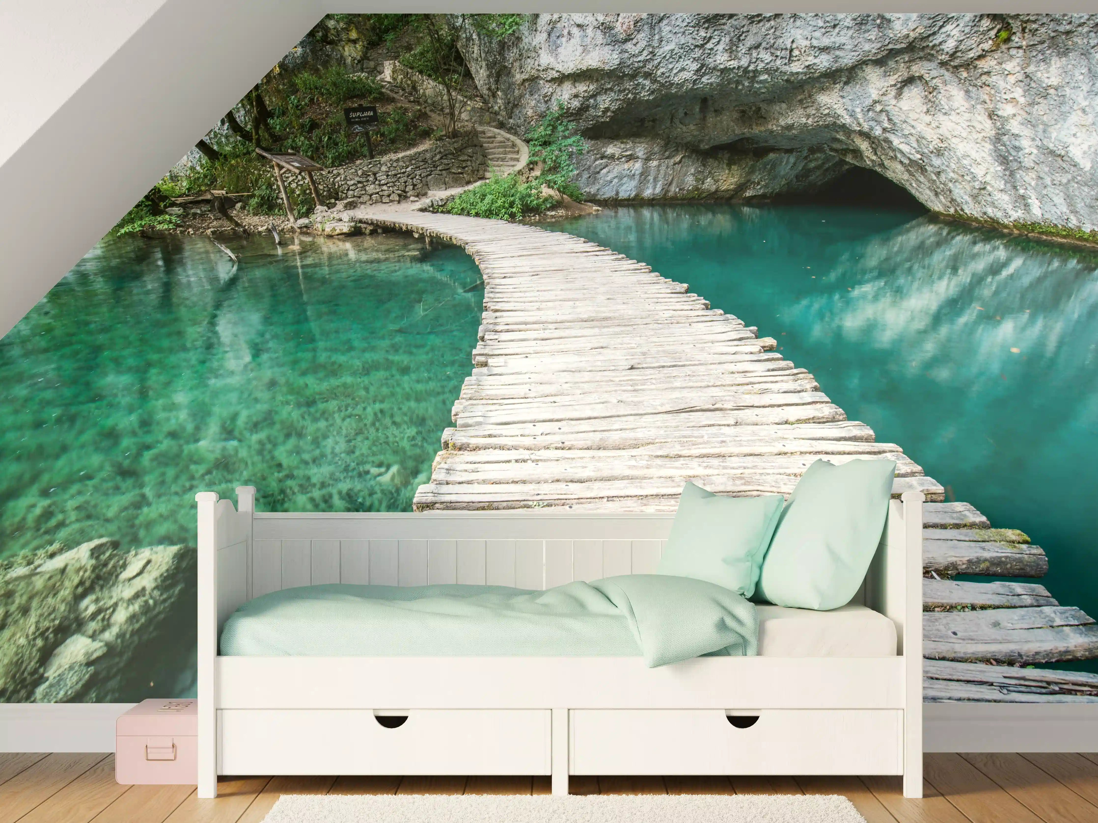 Kinderzimmer Wandgestaltung - Plitvicer Brücke in Kroatien
